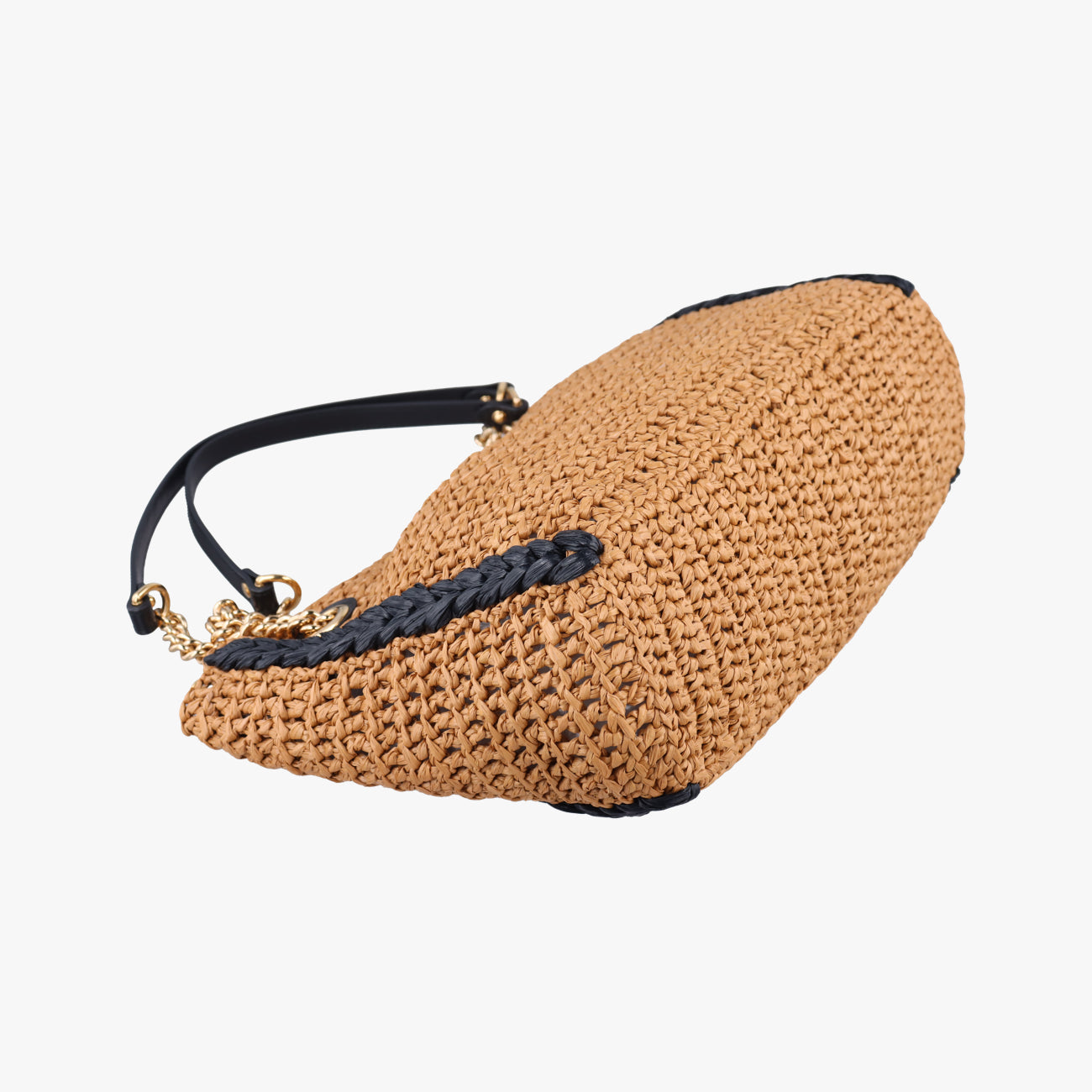 Pre-owned Gucci GG Marmont Yellow×Black straw 574432 shoulderbag | stylenewstar