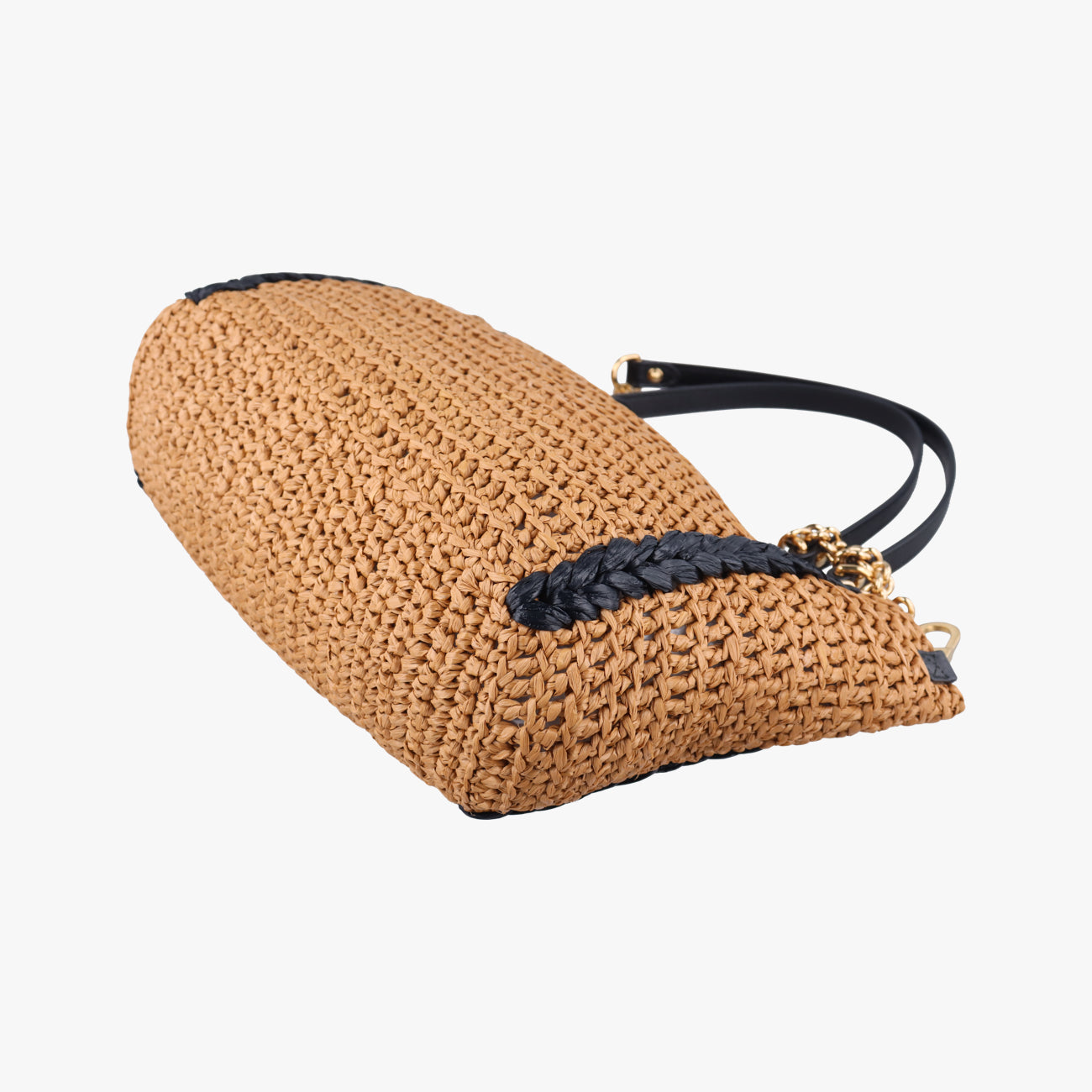 Pre-owned Gucci GG Marmont Yellow×Black straw 574432 shoulderbag | stylenewstar