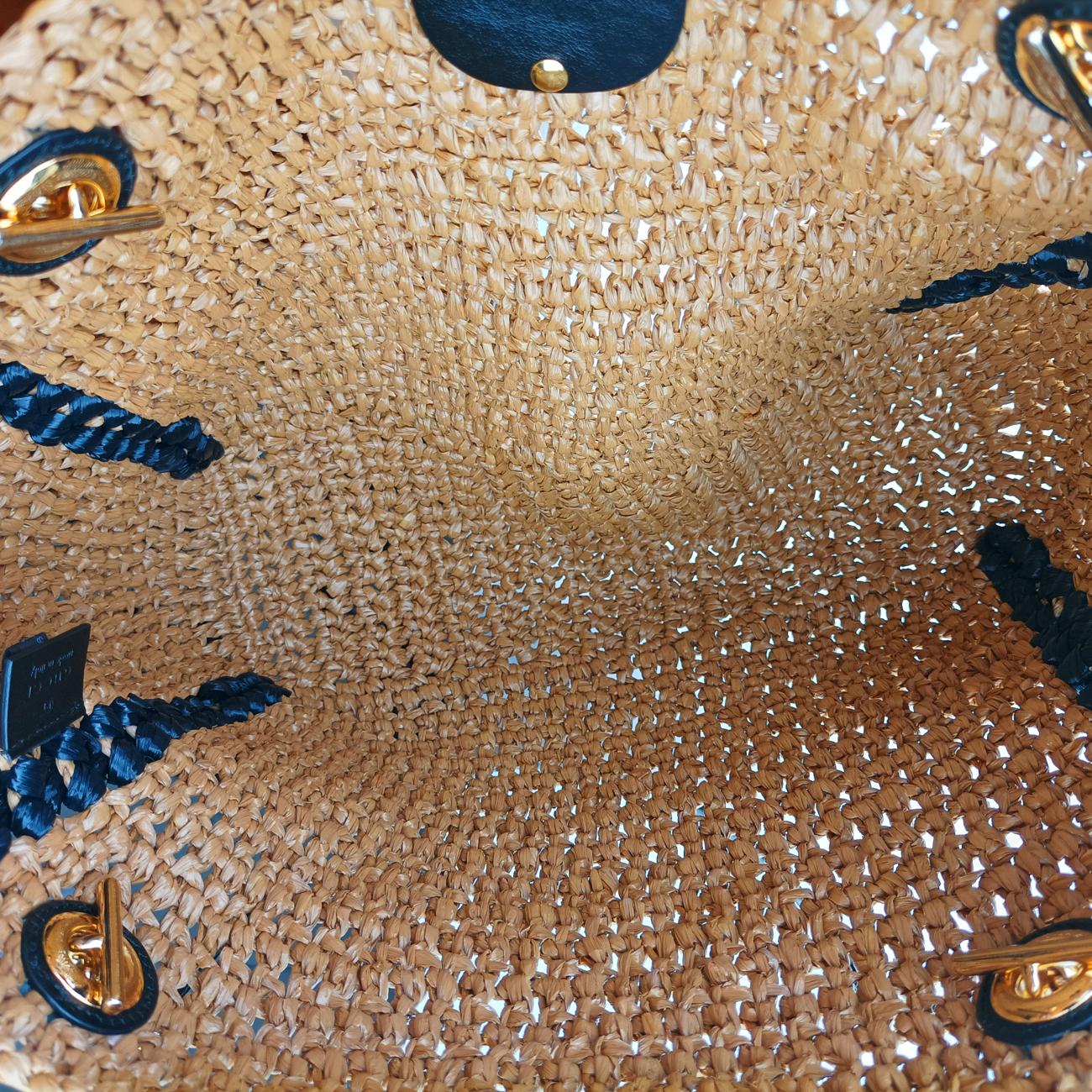 Pre-owned Gucci GG Marmont Yellow×Black straw 574432 shoulderbag | stylenewstar