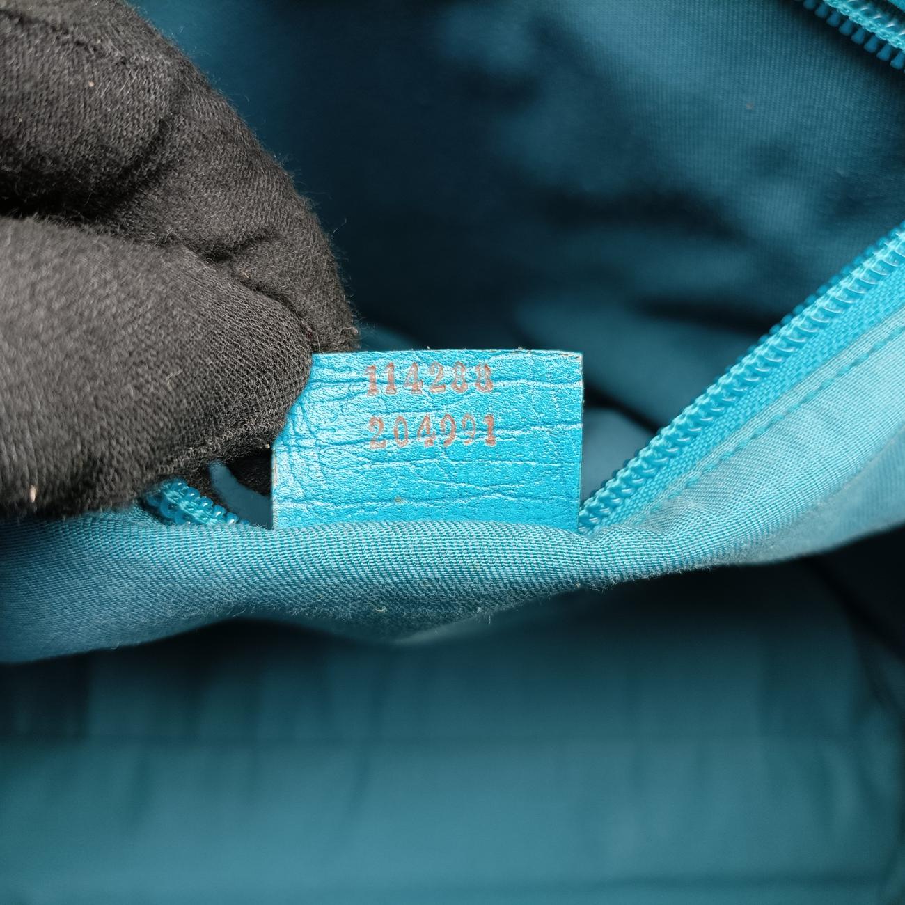 Pre-owned Gucci GG Supreme Beige x Blue PVC coated canvas 114288 handbag | stylenewstar