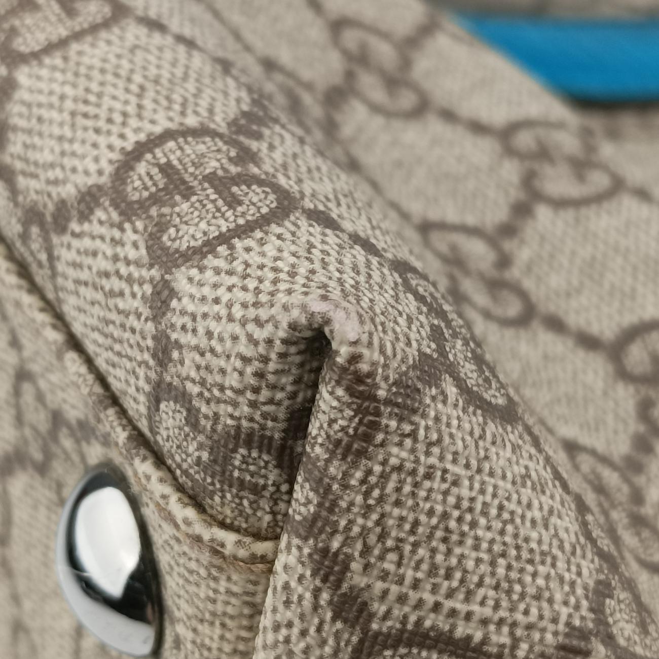 Pre-owned Gucci GG Supreme Beige x Blue PVC coated canvas 114288 handbag | stylenewstar