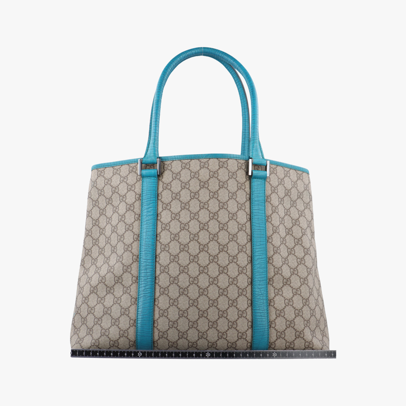 Pre-owned Gucci GG Supreme Beige x Blue PVC coated canvas 114288 handbag | stylenewstar