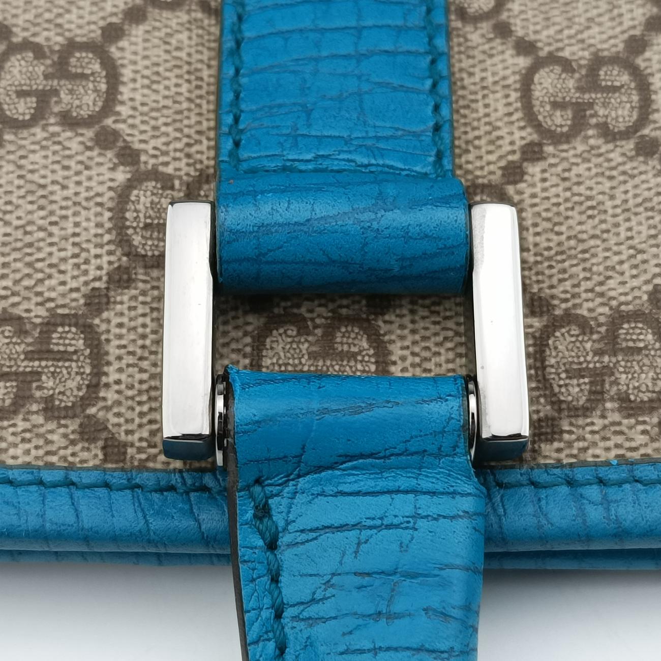 Pre-owned Gucci GG Supreme Beige x Blue PVC coated canvas 114288 handbag | stylenewstar