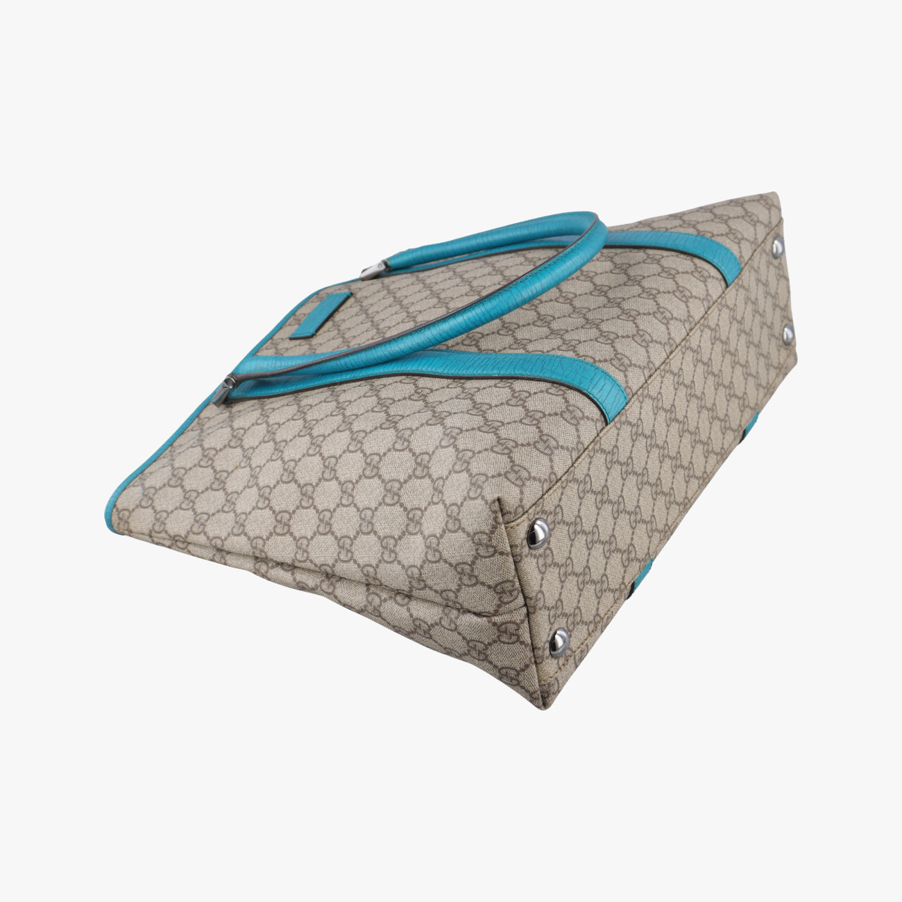 Pre-owned Gucci GG Supreme Beige x Blue PVC coated canvas 114288 handbag | stylenewstar