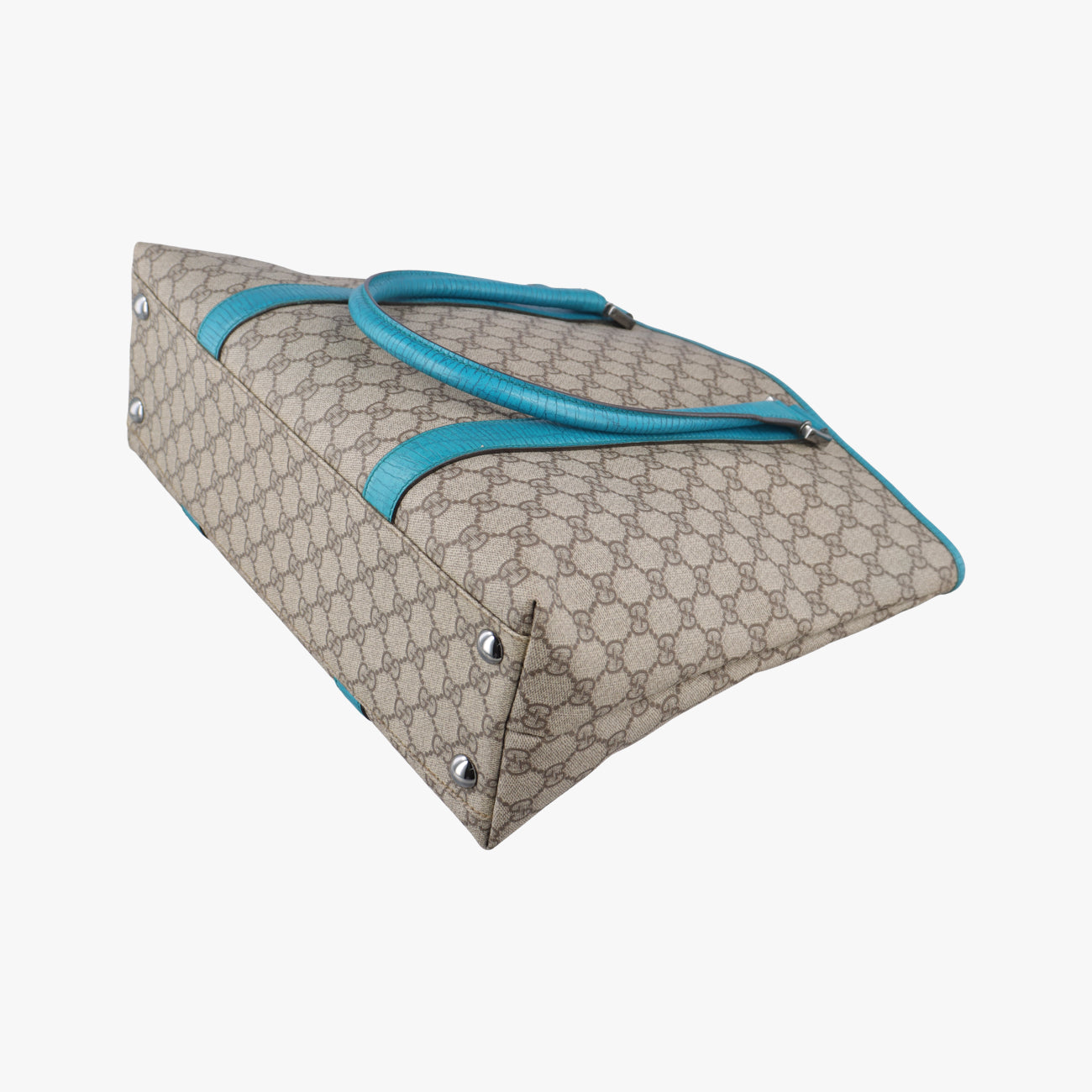 Pre-owned Gucci GG Supreme Beige x Blue PVC coated canvas 114288 handbag | stylenewstar