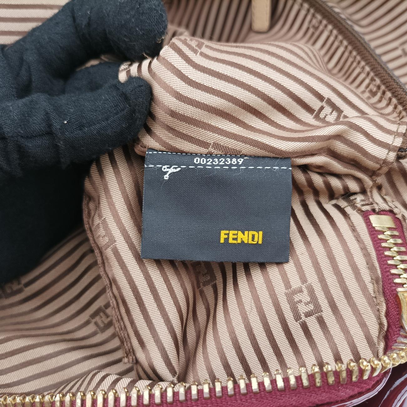 Pre-owned Fendi Chameleon Beige×Burgundy Leather 8BL114 handbag | stylenewstar