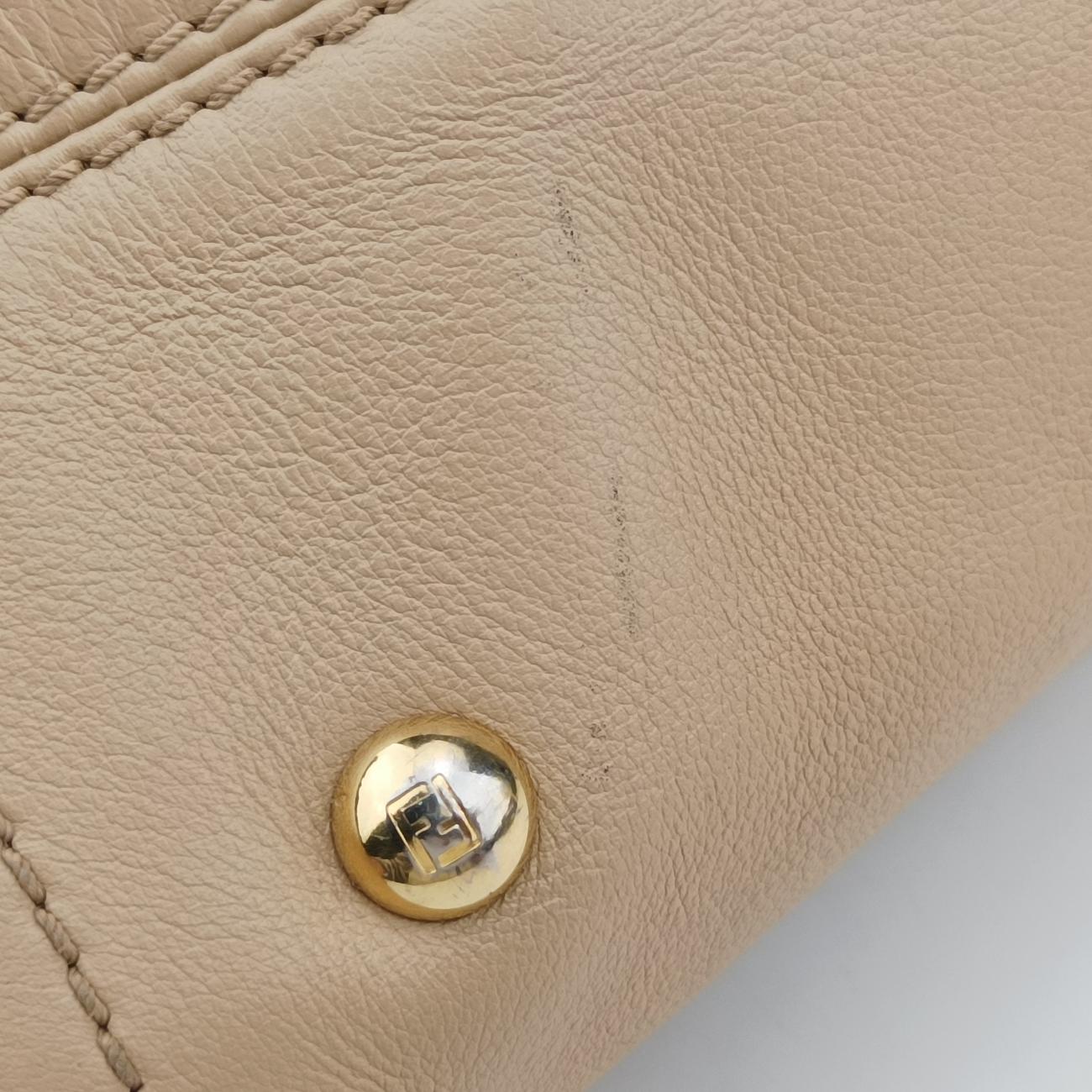 Pre-owned Fendi Chameleon Beige×Burgundy Leather 8BL114 handbag | stylenewstar