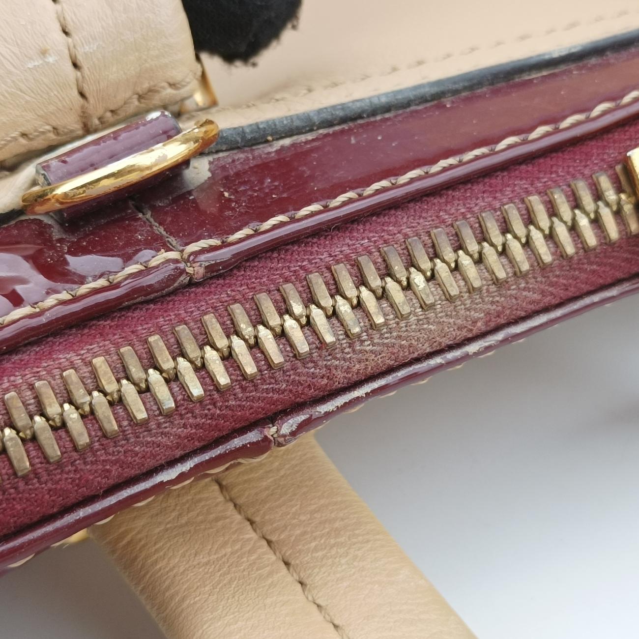 Pre-owned Fendi Chameleon Beige×Burgundy Leather 8BL114 handbag | stylenewstar