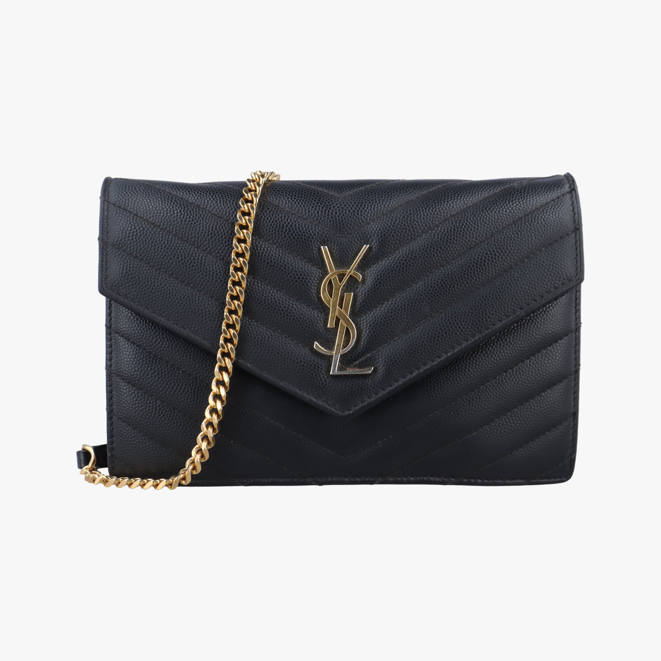 Pre-owned Yves Saint Laurent MONOGRAM Black Caviar Skin 393953 shoulderbag | stylenewstar