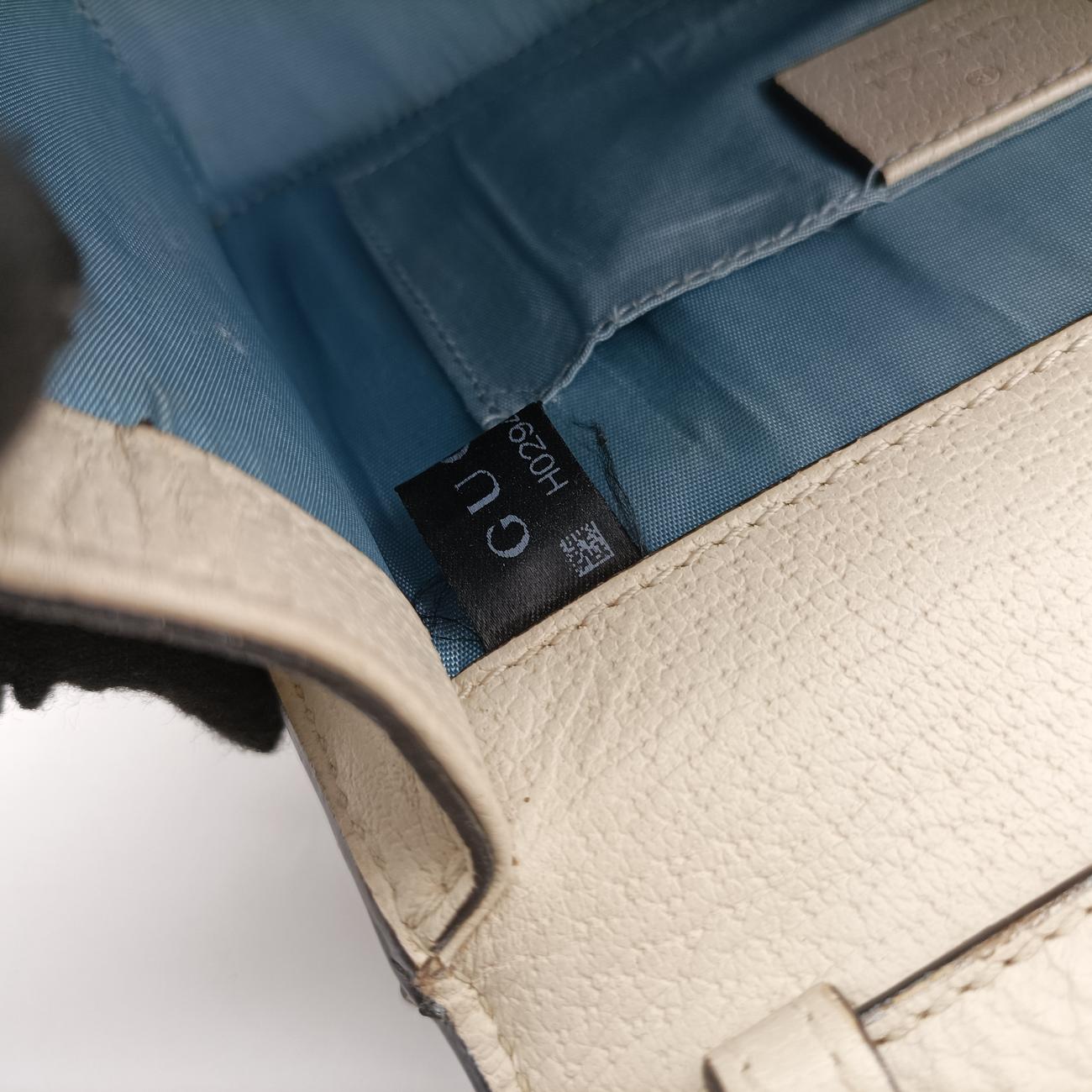 Pre-owned Gucci Sylvie Ivory×navy×red Leather 470270 shoulderbag | stylenewstar