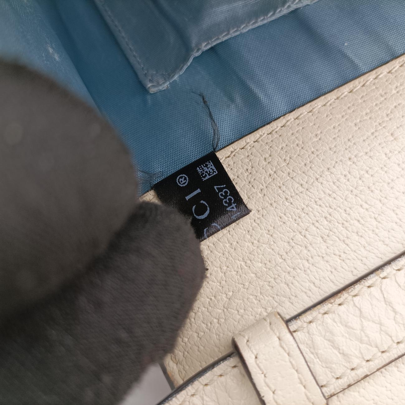 Pre-owned Gucci Sylvie Ivory×navy×red Leather 470270 shoulderbag | stylenewstar