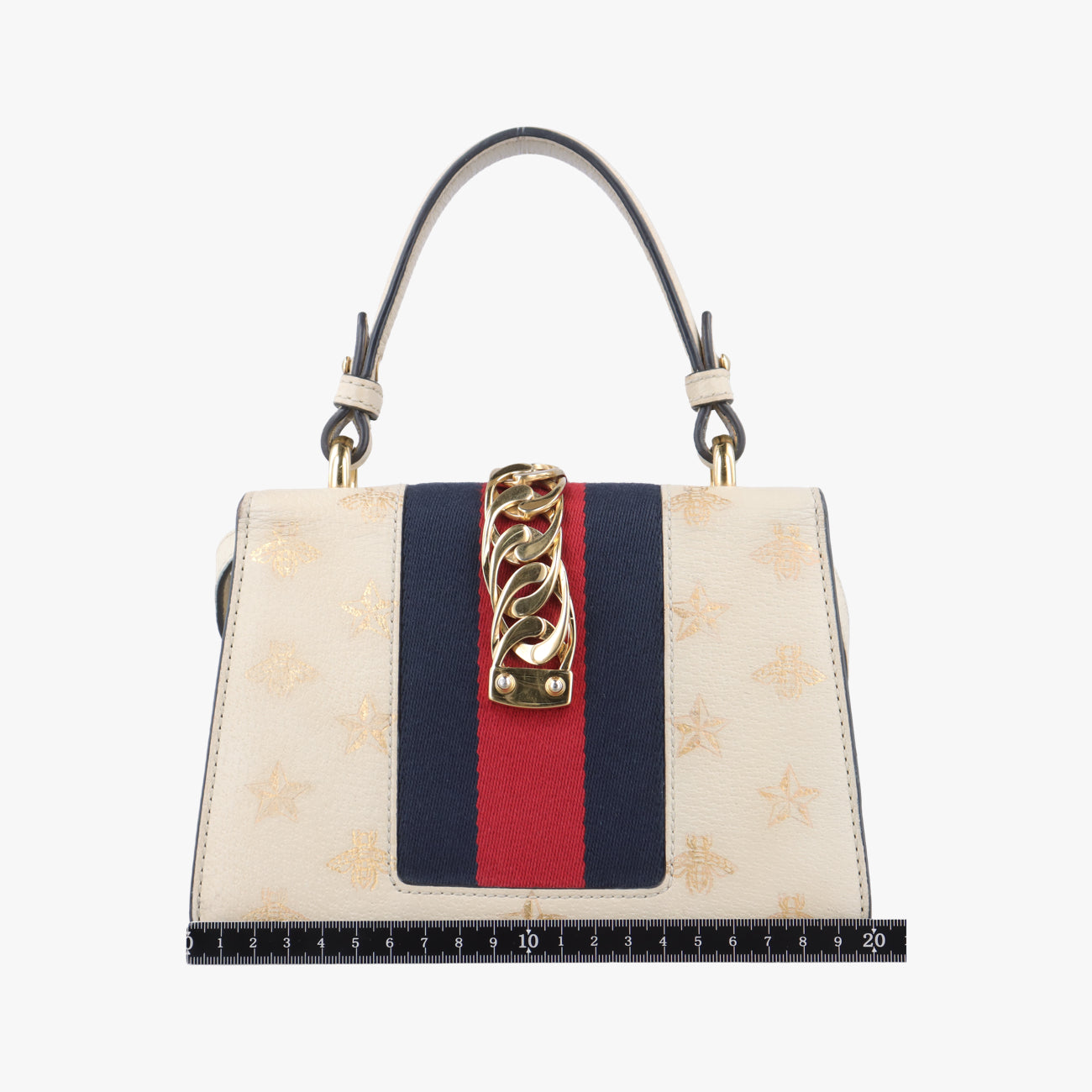 Pre-owned Gucci Sylvie Ivory×navy×red Leather 470270 shoulderbag | stylenewstar
