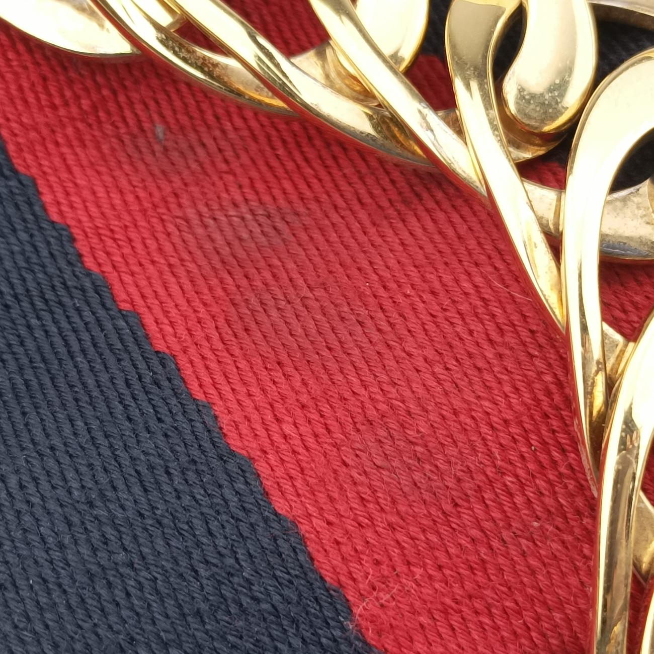 Pre-owned Gucci Sylvie Ivory×navy×red Leather 470270 shoulderbag | stylenewstar