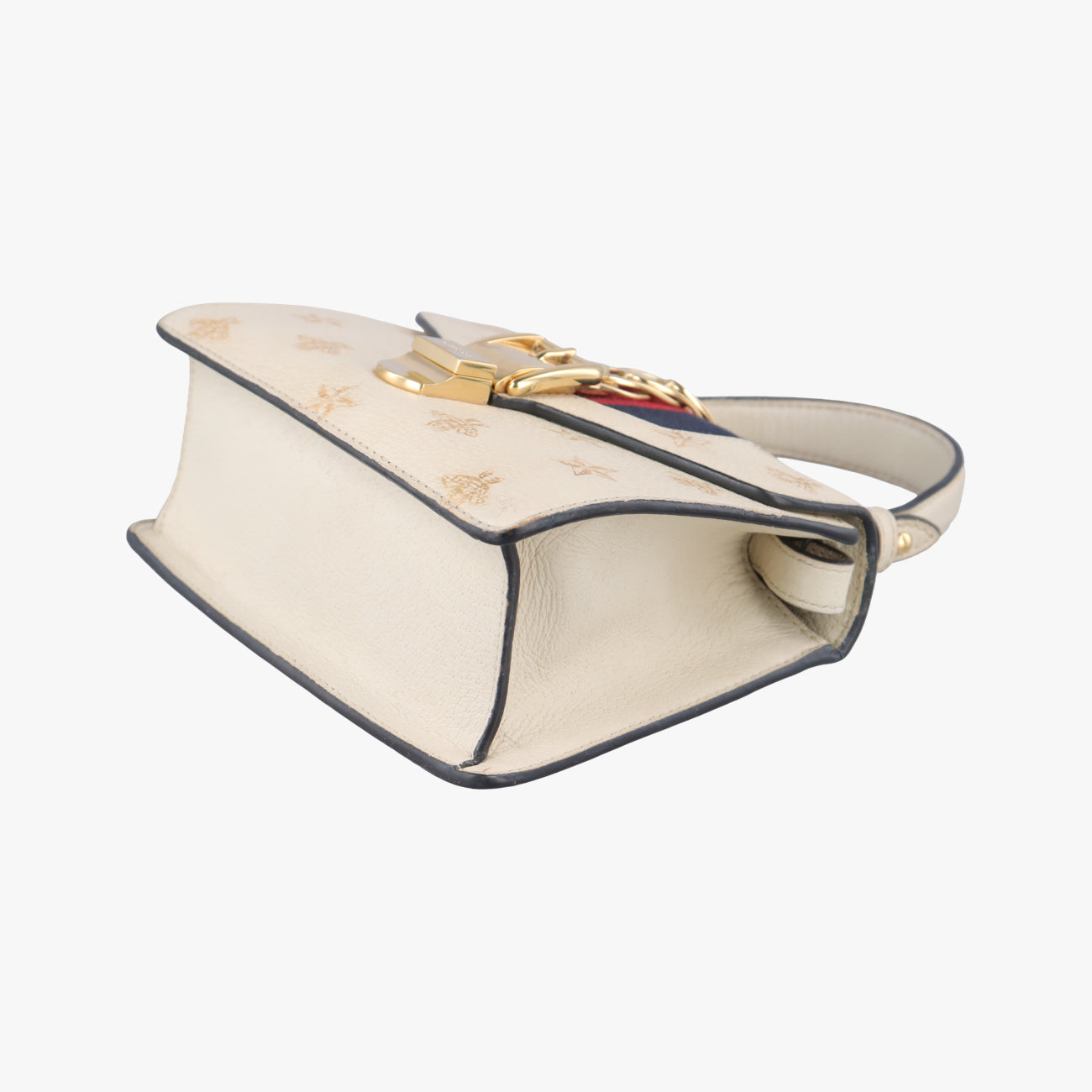 Pre-owned Gucci Sylvie Ivory×navy×red Leather 470270 shoulderbag | stylenewstar