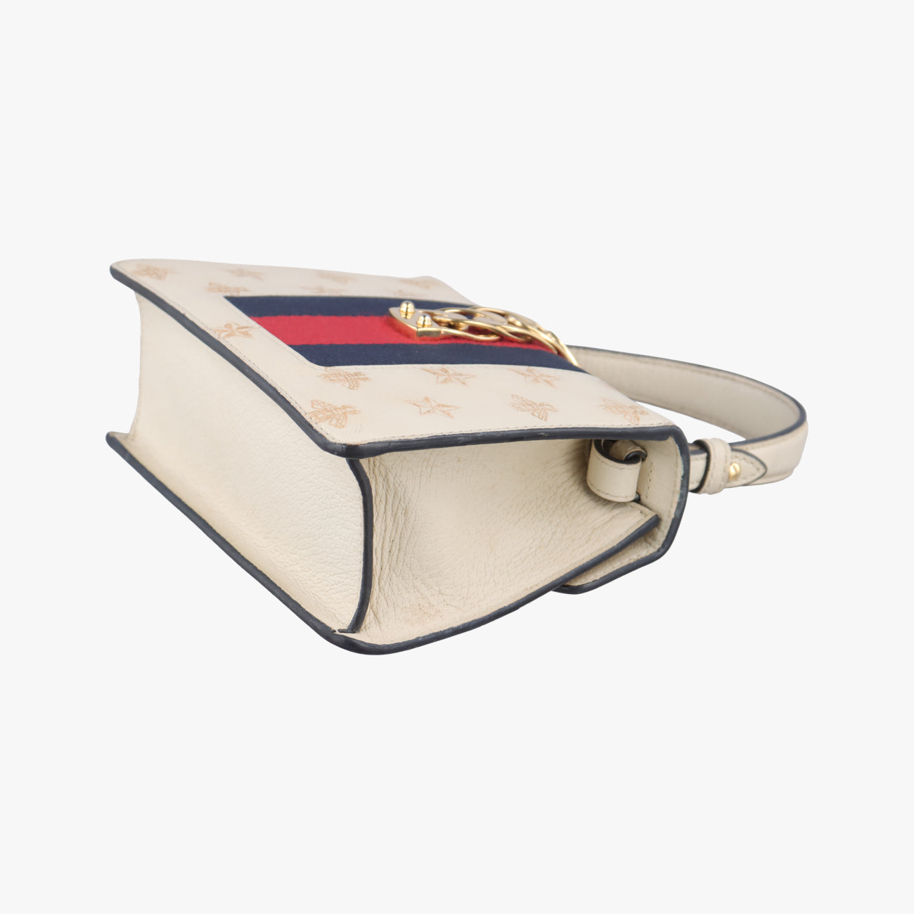 Pre-owned Gucci Sylvie Ivory×navy×red Leather 470270 shoulderbag | stylenewstar