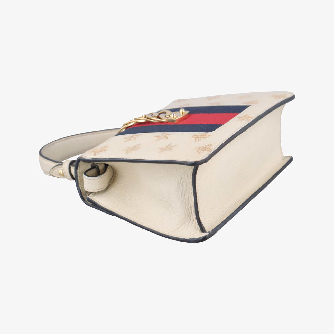 Pre-owned Gucci Sylvie Ivory×navy×red Leather 470270 shoulderbag | stylenewstar