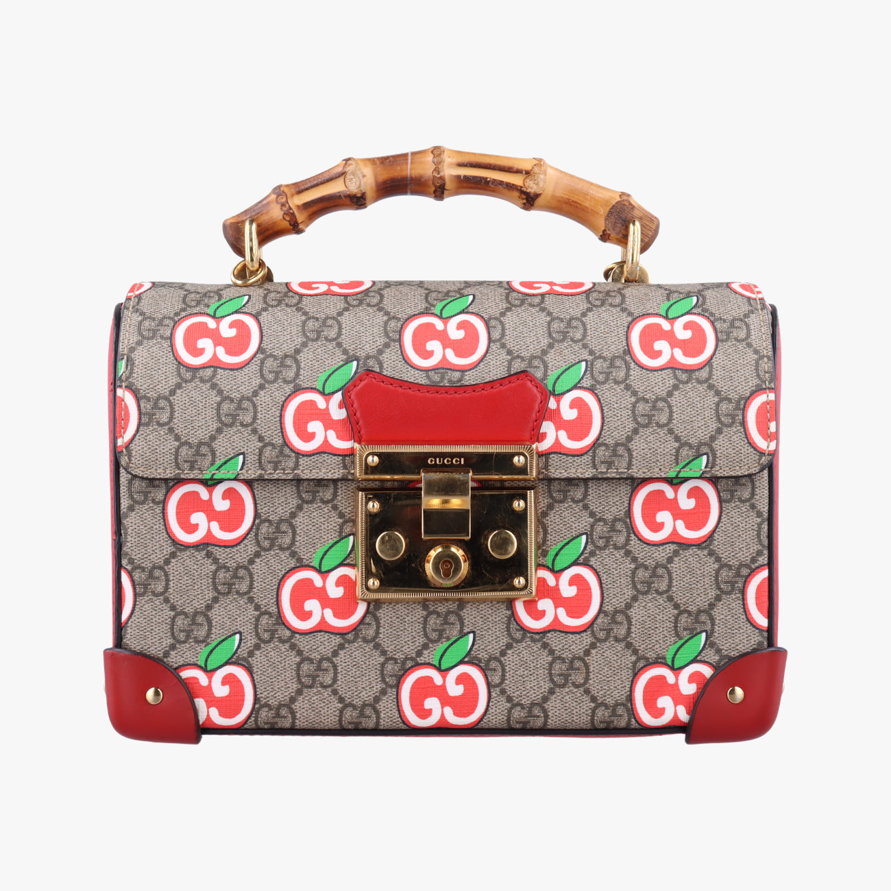 Secondhand Gucci GG flora Padlock Bamboo beige×red×Multicolour PVC coated canvas 603221 handbag | stylenewstar