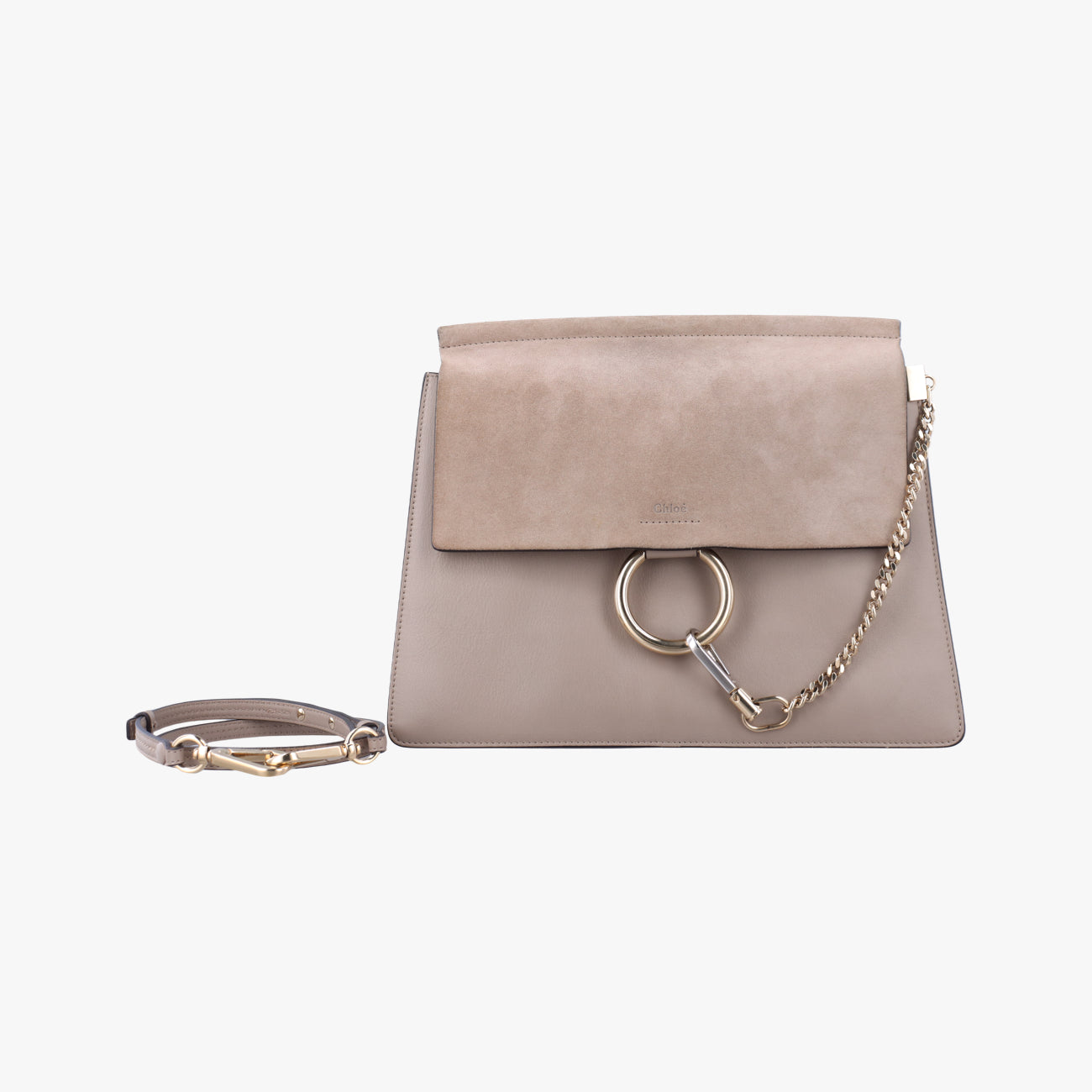 Secondhand Chloe FAYE Grey Suede × leather  shoulderbag | stylenewstar