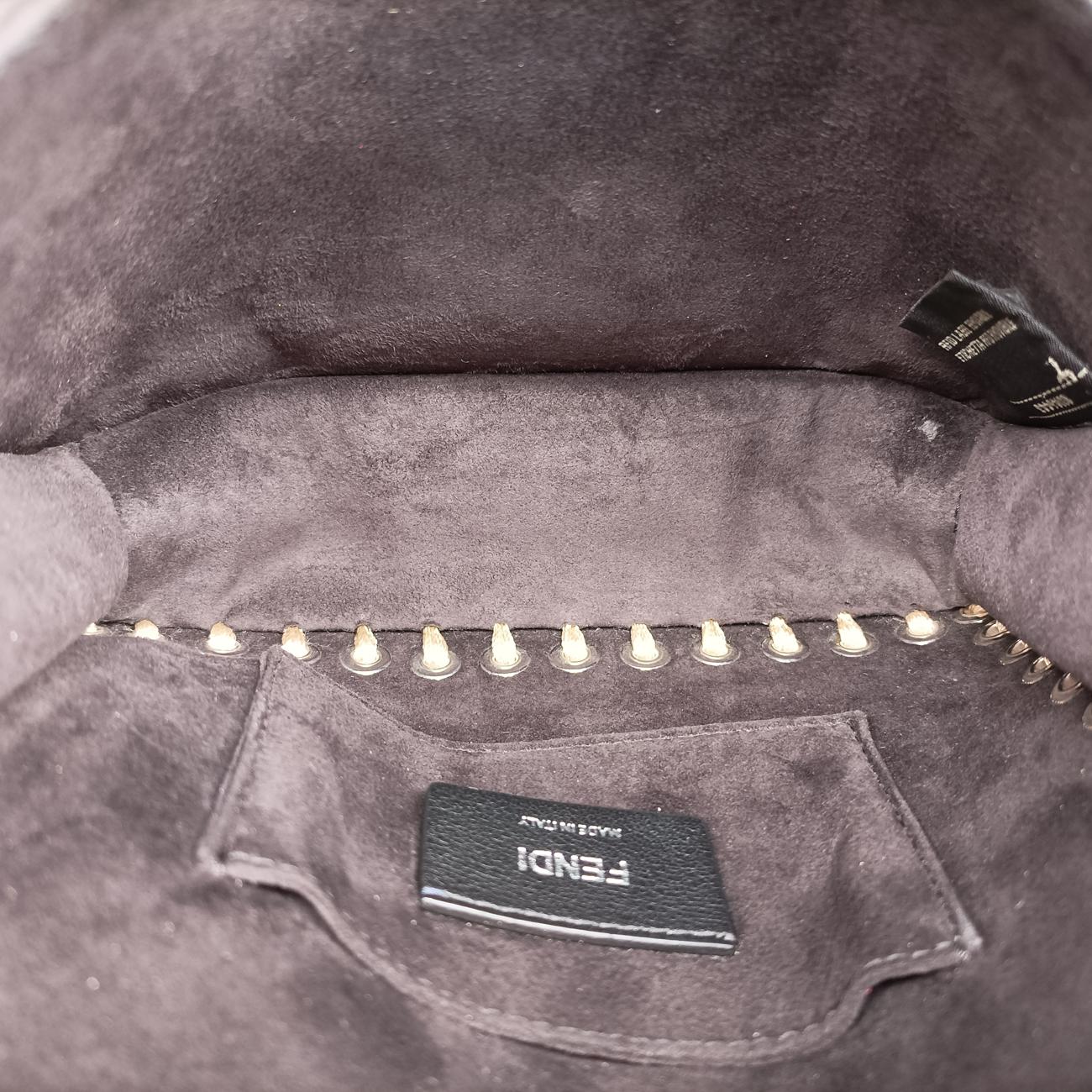 Pre-owned Fendi studded Kan I Black×Multicolour Leather 8M0381 shoulderbag | stylenewstar