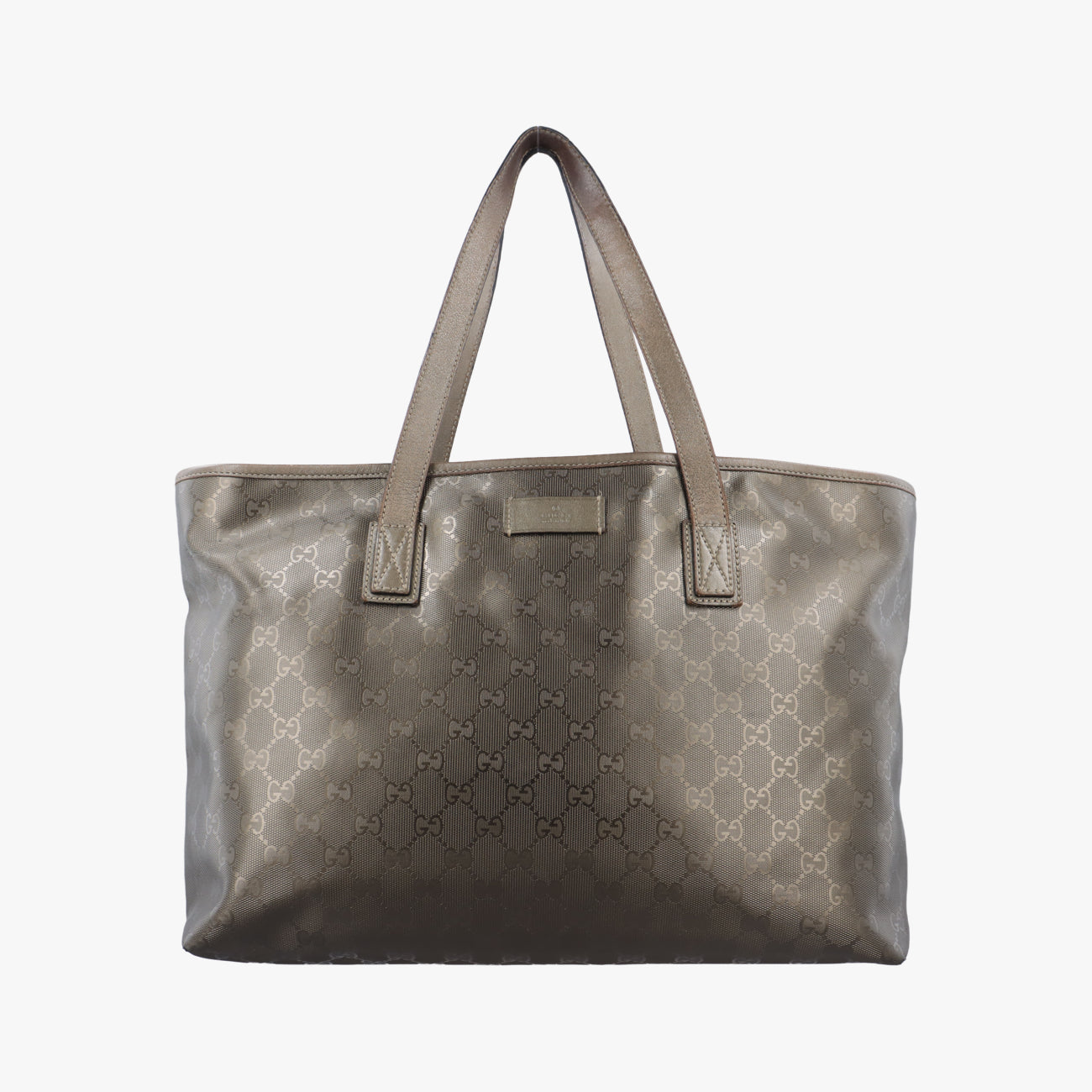 Pre-owned Gucci GG Imprime Metallic Gray Gold PVC coated canvas 211137 shoulderbag | stylenewstar