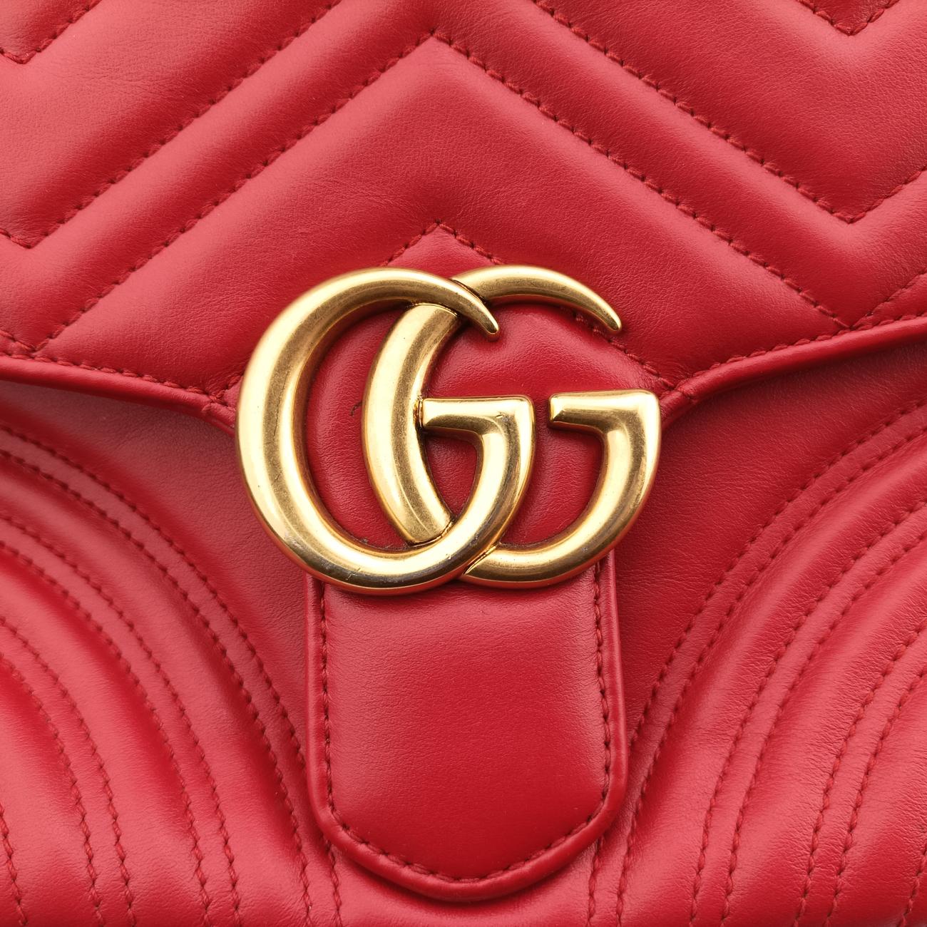Vintage Gucci GG Marmont Red Leather 498110 shoulderbag | stylenewstar