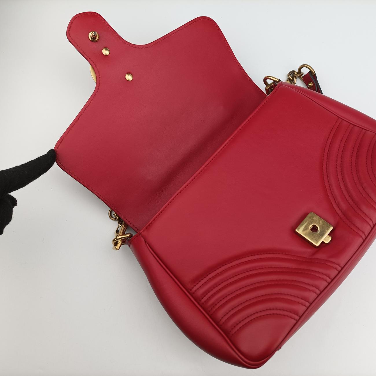 Vintage Gucci GG Marmont Red Leather 498110 shoulderbag | stylenewstar