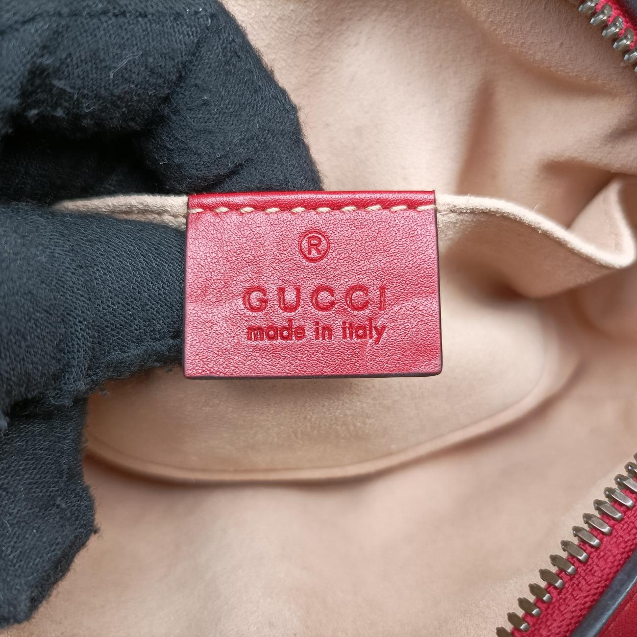 Pre-owned Gucci GG Marmont Red Leather 476434 bum bag/waist bag | stylenewstar