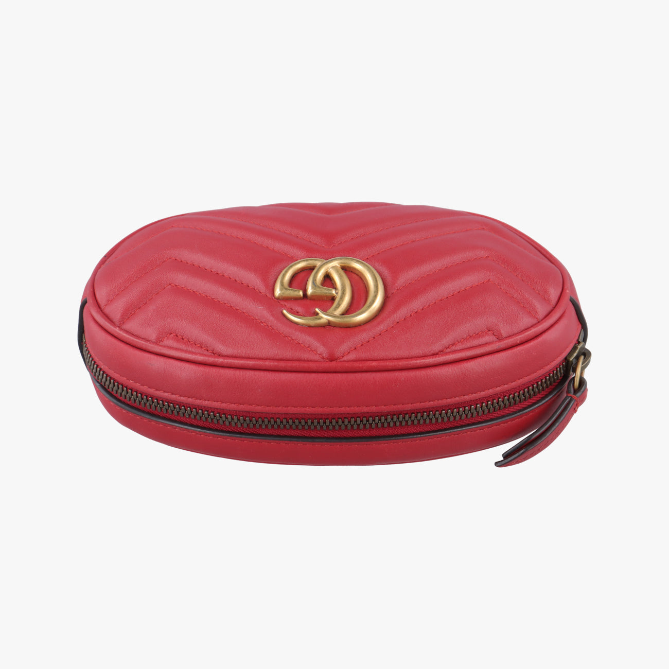Pre-owned Gucci GG Marmont Red Leather 476434 bum bag/waist bag | stylenewstar