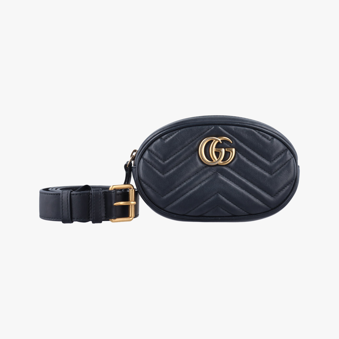 Pre-owned Gucci GG Marmont Black Leather 476434 bum bag/waist bag | stylenewstar