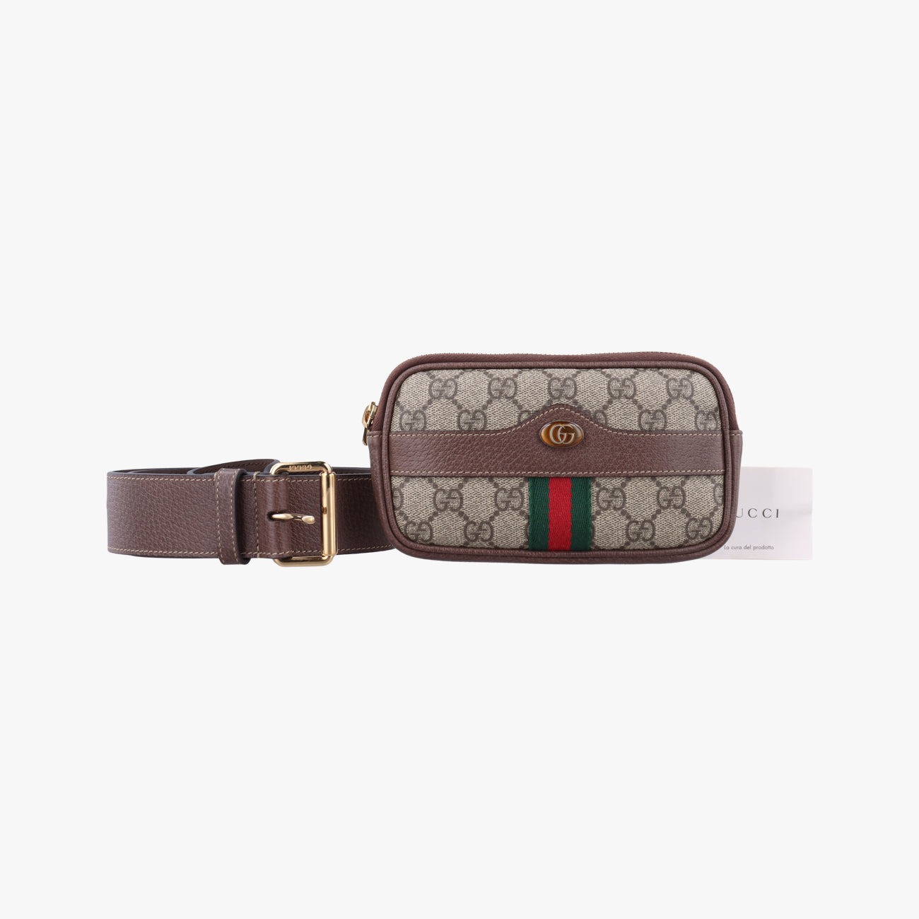 Pre-owned Gucci Ophidia Brown×green×red PVC coated canvas x leather 519308 bum bag/waist bag | stylenewstar