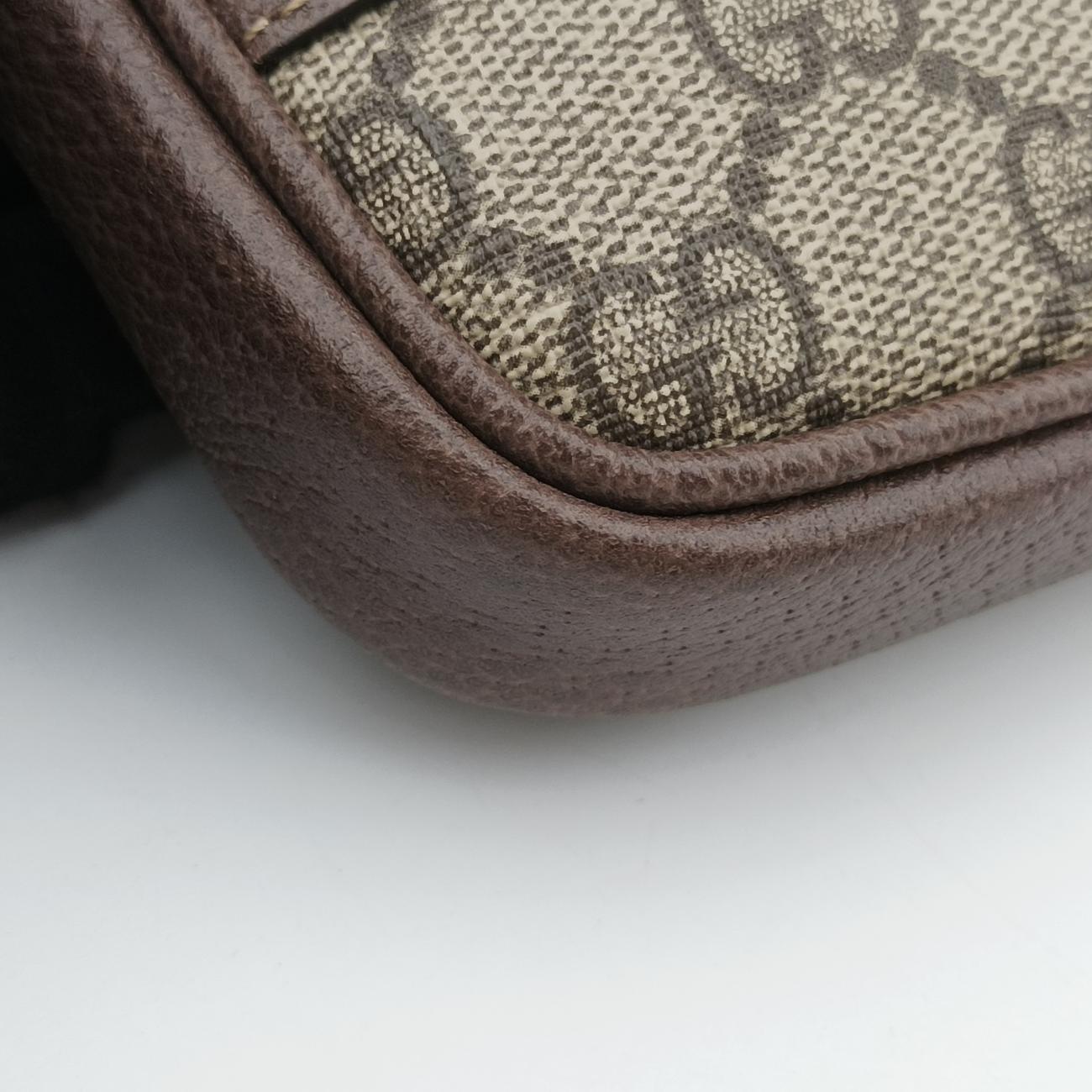 Pre-owned Gucci Ophidia Brown×green×red PVC coated canvas x leather 519308 bum bag/waist bag | stylenewstar