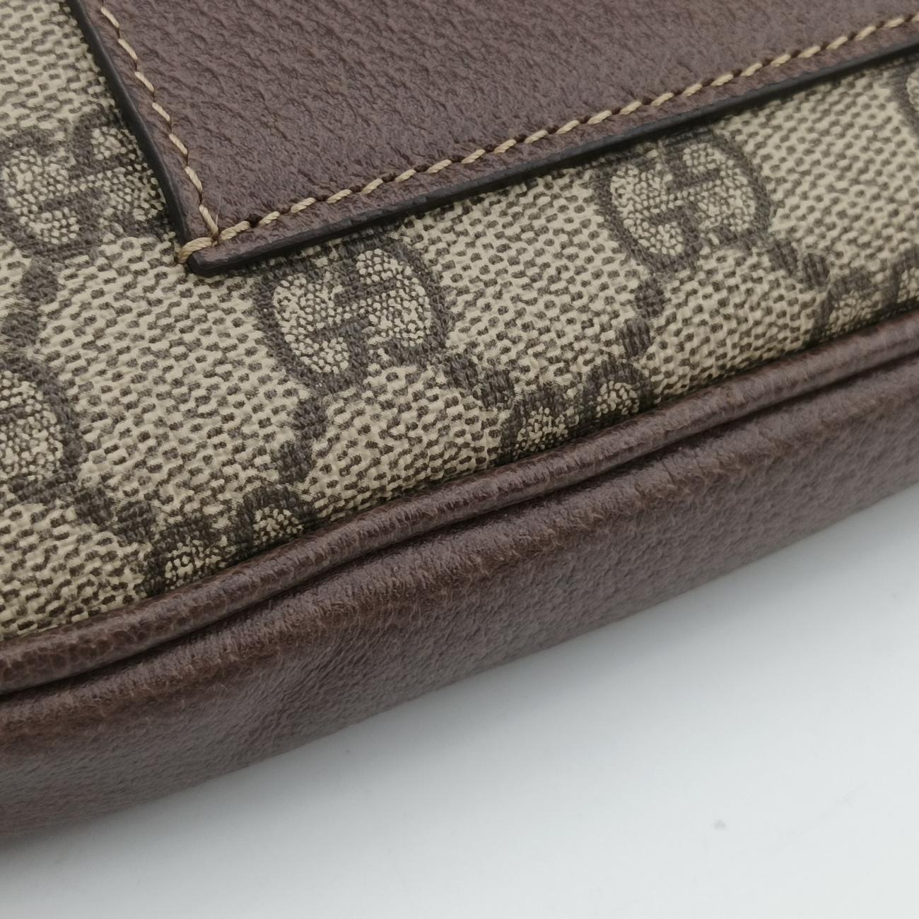 Pre-owned Gucci Ophidia Brown×green×red PVC coated canvas x leather 519308 bum bag/waist bag | stylenewstar