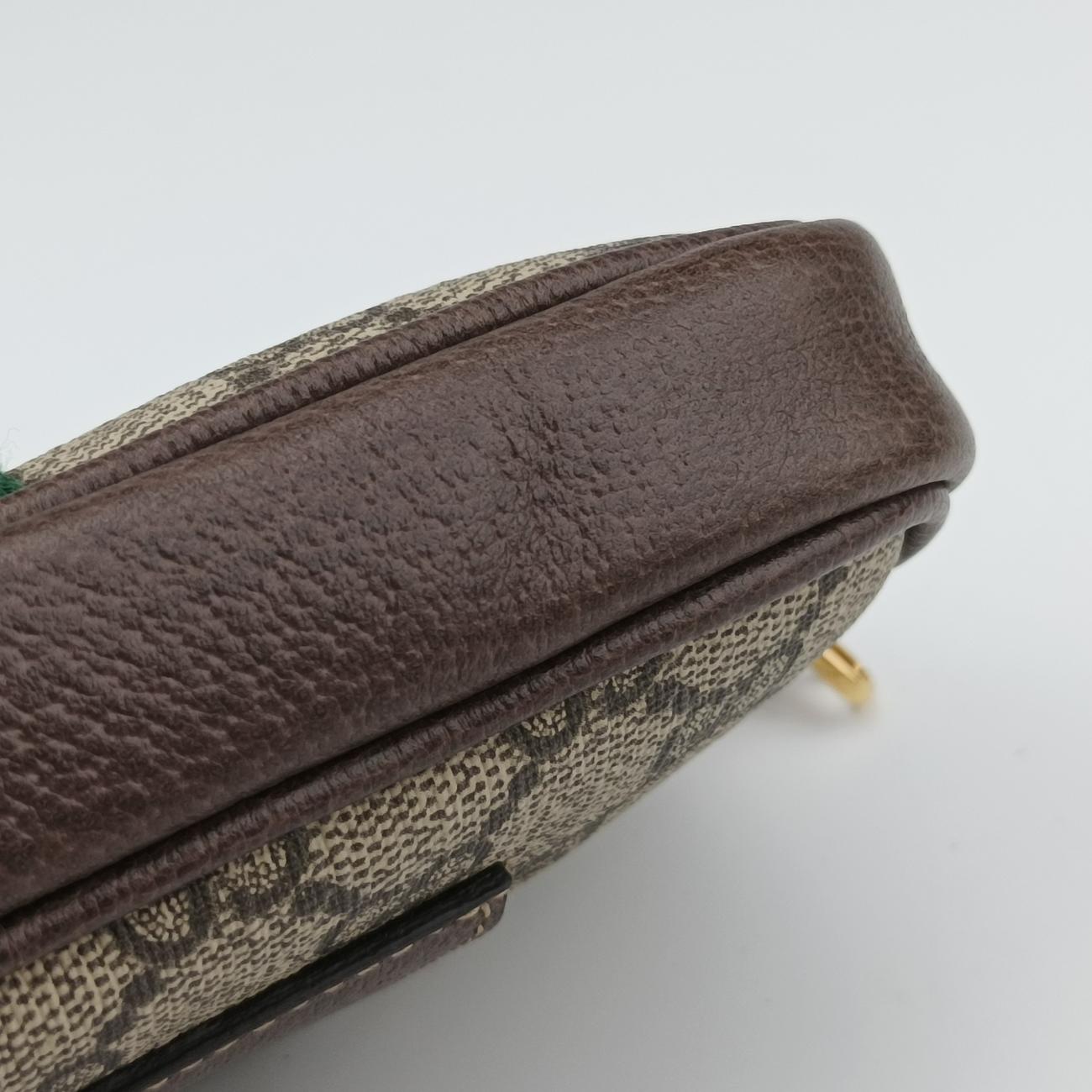 Pre-owned Gucci Ophidia Brown×green×red PVC coated canvas x leather 519308 bum bag/waist bag | stylenewstar