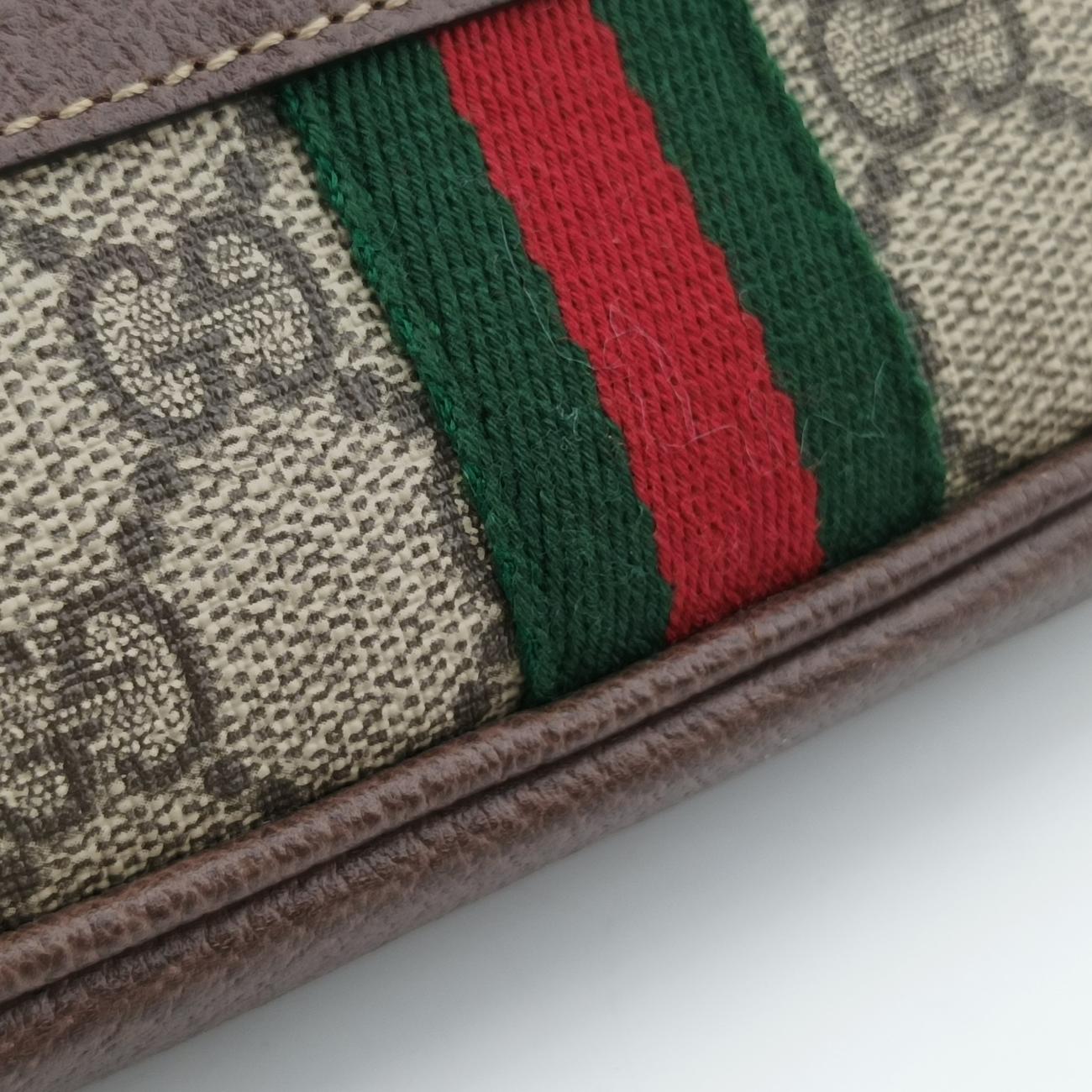 Pre-owned Gucci Ophidia Brown×green×red PVC coated canvas x leather 519308 bum bag/waist bag | stylenewstar