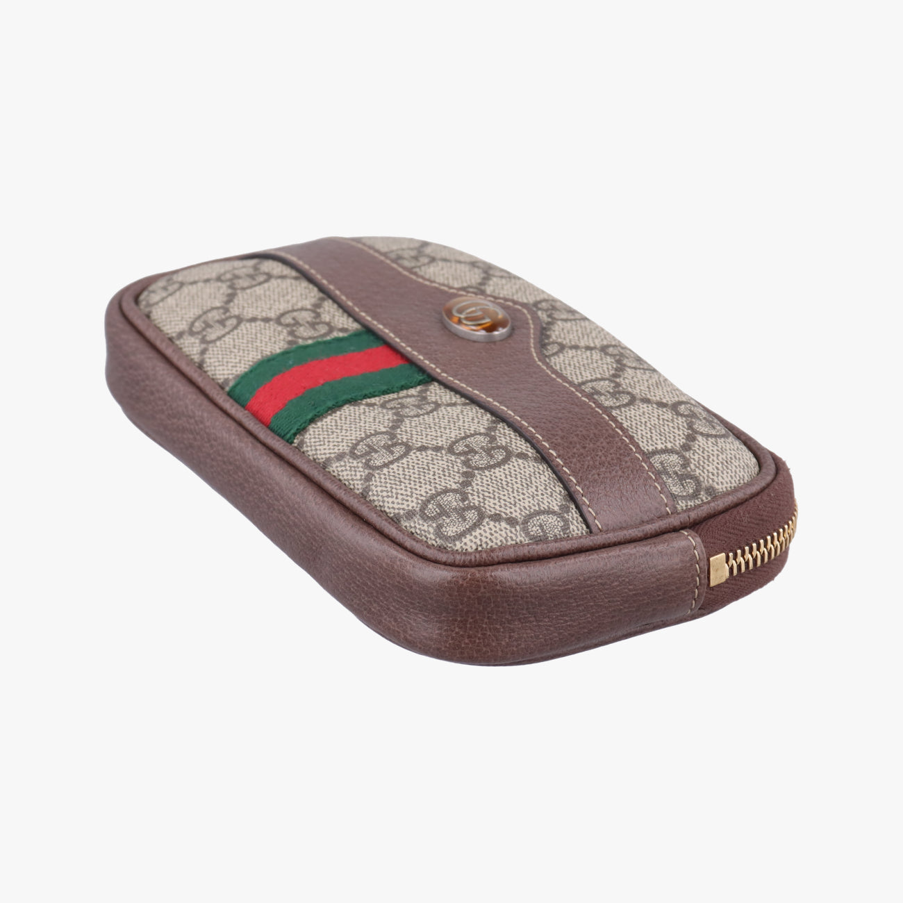 Pre-owned Gucci Ophidia Brown×green×red PVC coated canvas x leather 519308 bum bag/waist bag | stylenewstar