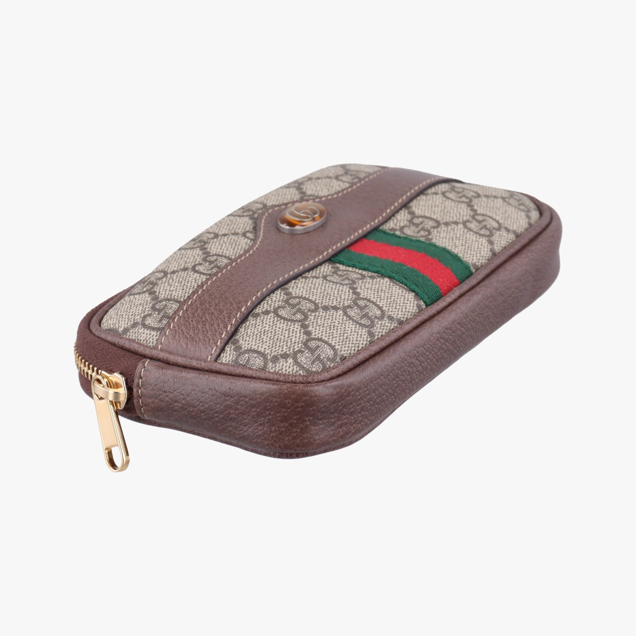 Pre-owned Gucci Ophidia Brown×green×red PVC coated canvas x leather 519308 bum bag/waist bag | stylenewstar