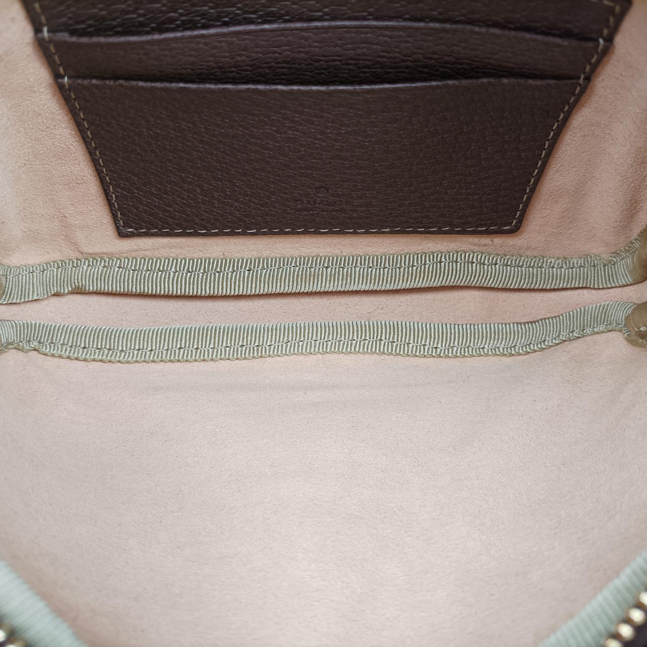 Pre-owned Gucci Ophidia Brown×green×red PVC coated canvas x leather 519308 bum bag/waist bag | stylenewstar