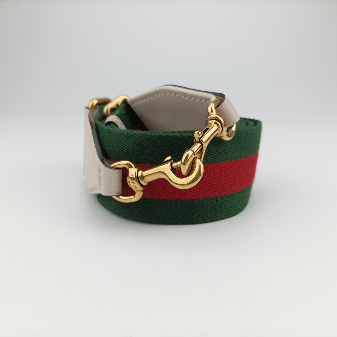 Pre-owned Gucci Ophidia White×Black×Red Leather 715666 shoulderbag | stylenewstar