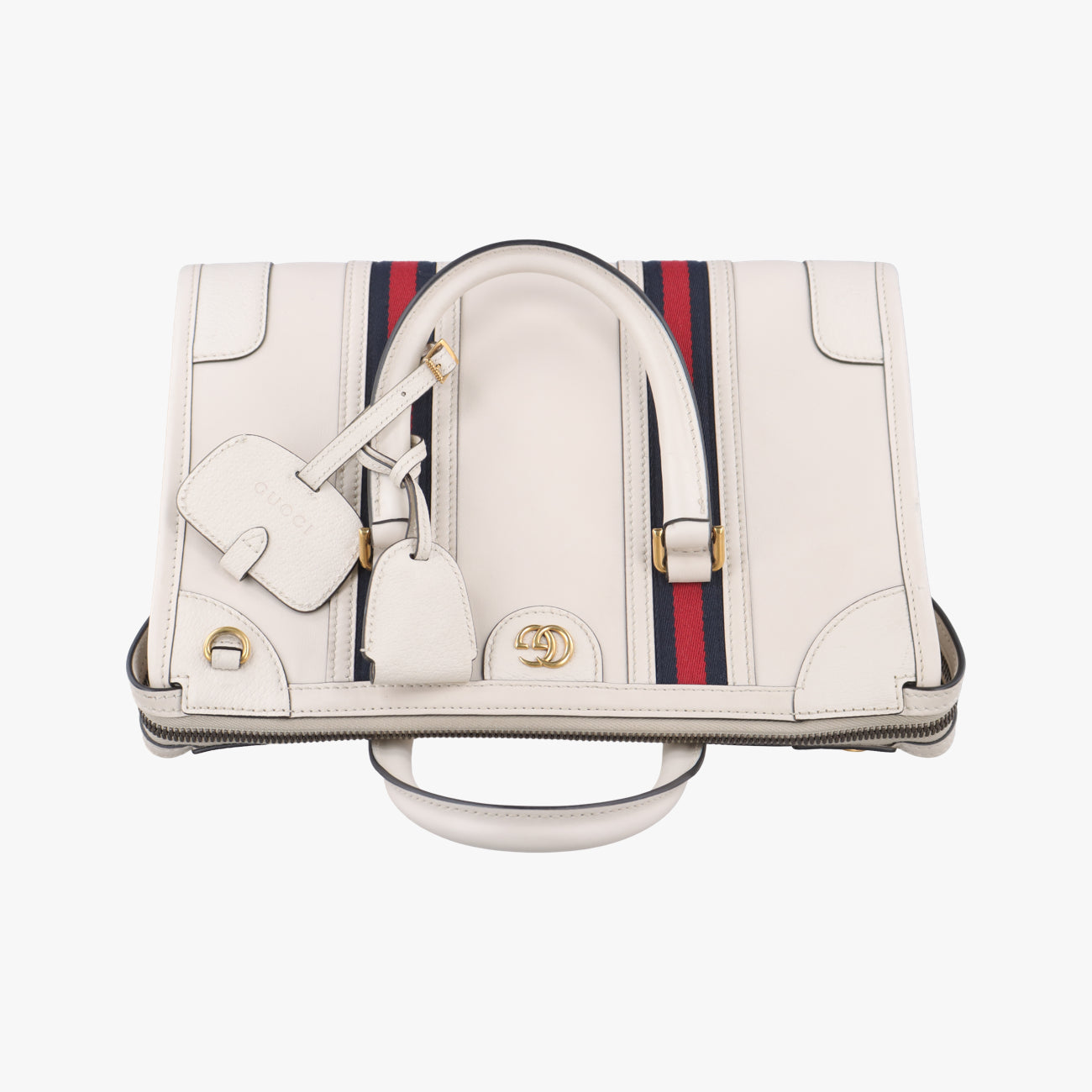 Pre-owned Gucci Ophidia White×Black×Red Leather 715666 shoulderbag | stylenewstar