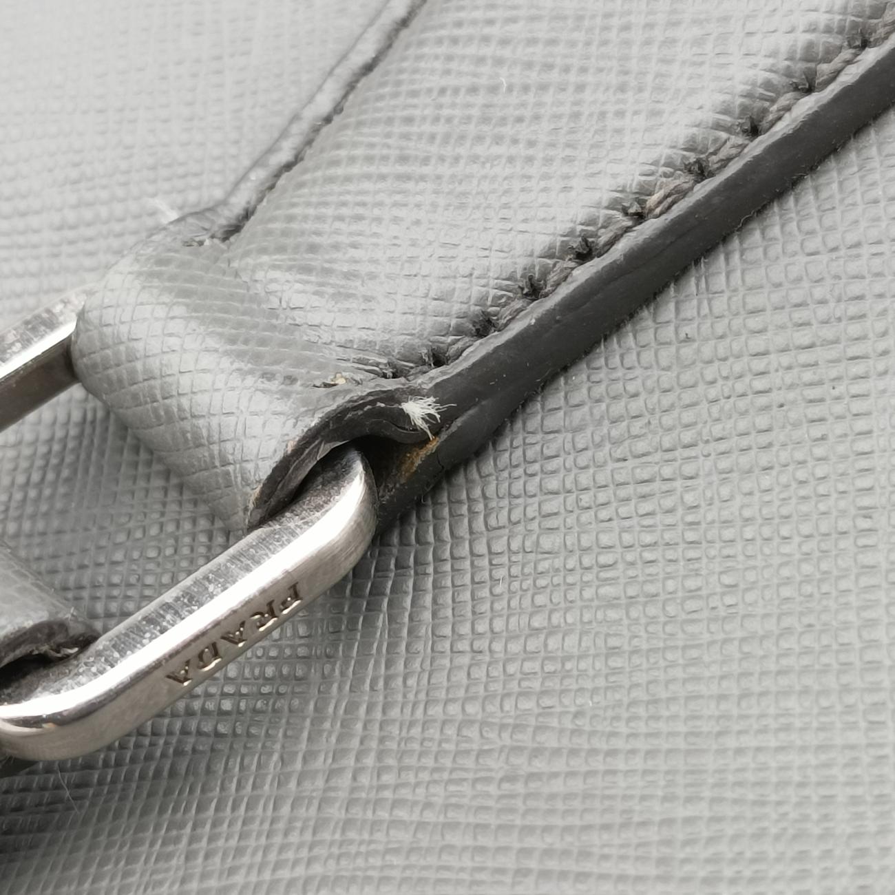 Vintage Prada business bag briefcase Grey SAFFIANO Leather 2VE363 handbag | stylenewstar