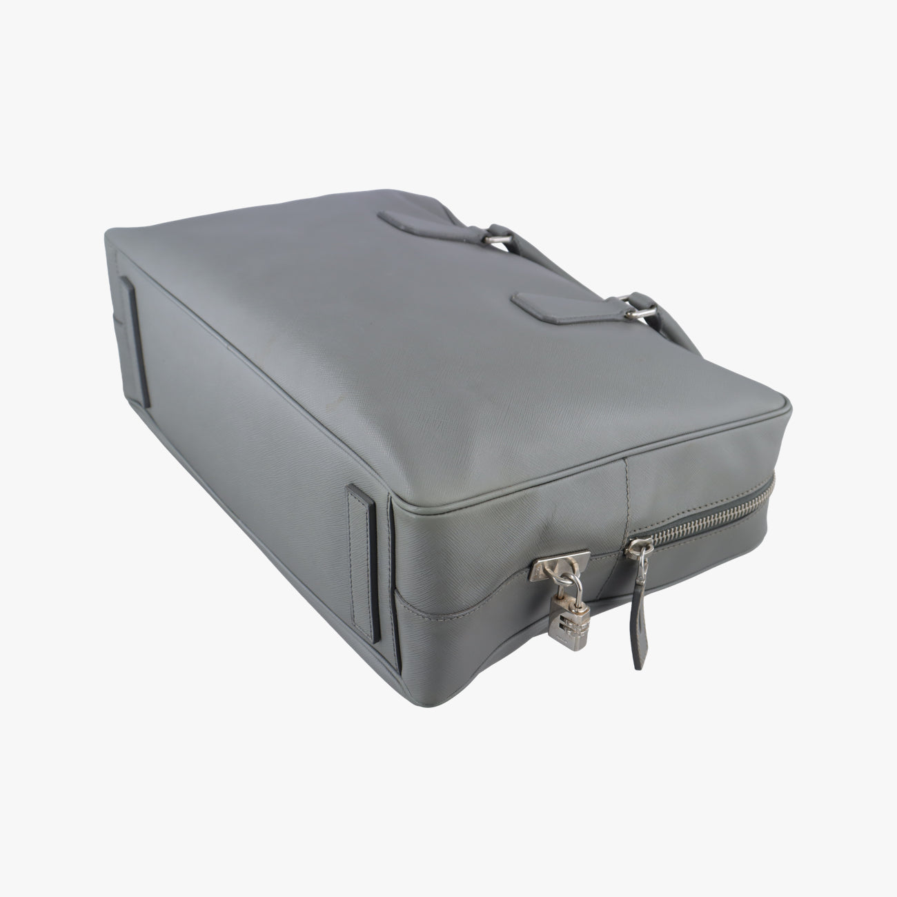 Vintage Prada business bag briefcase Grey SAFFIANO Leather 2VE363 handbag | stylenewstar