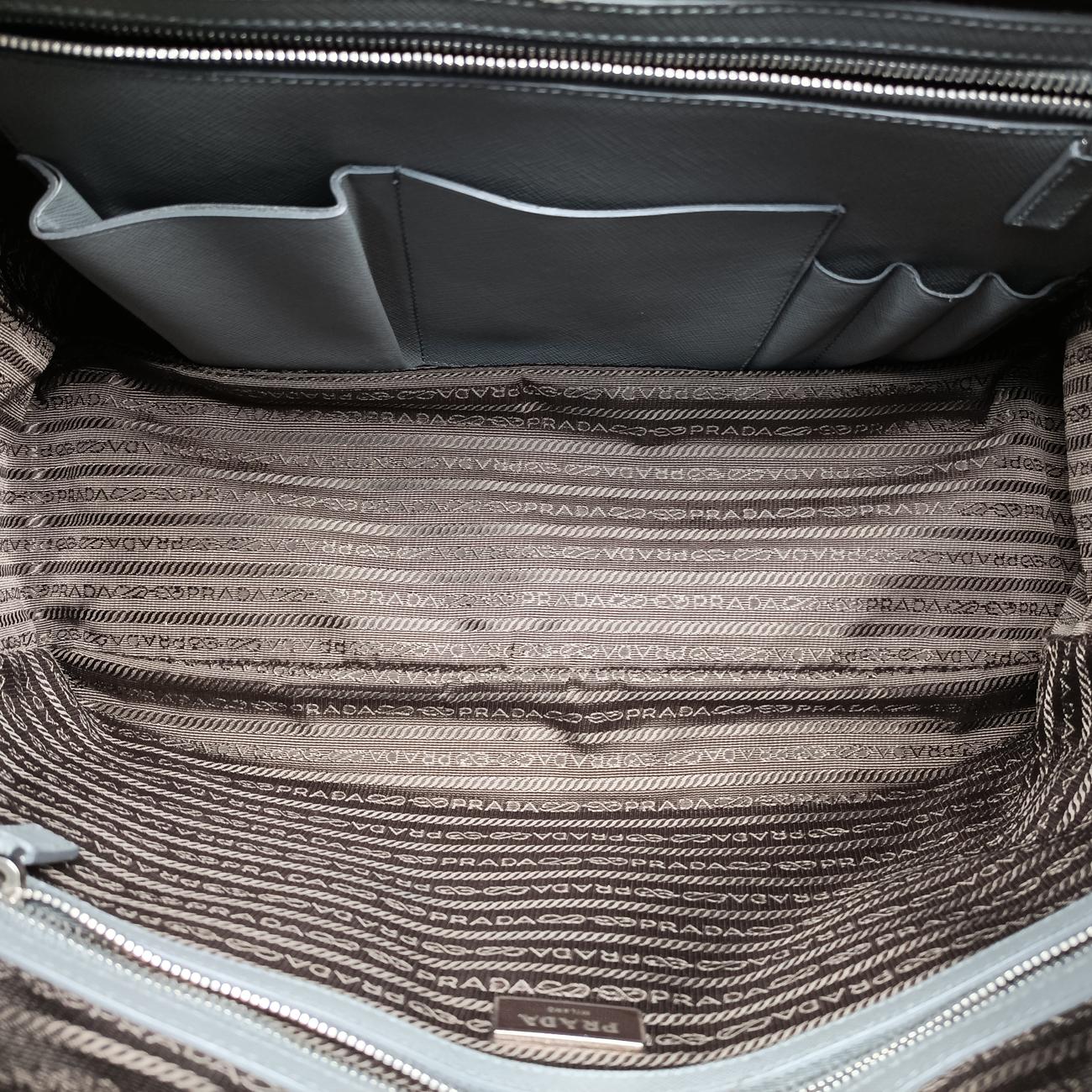 Vintage Prada business bag briefcase Grey SAFFIANO Leather 2VE363 handbag | stylenewstar