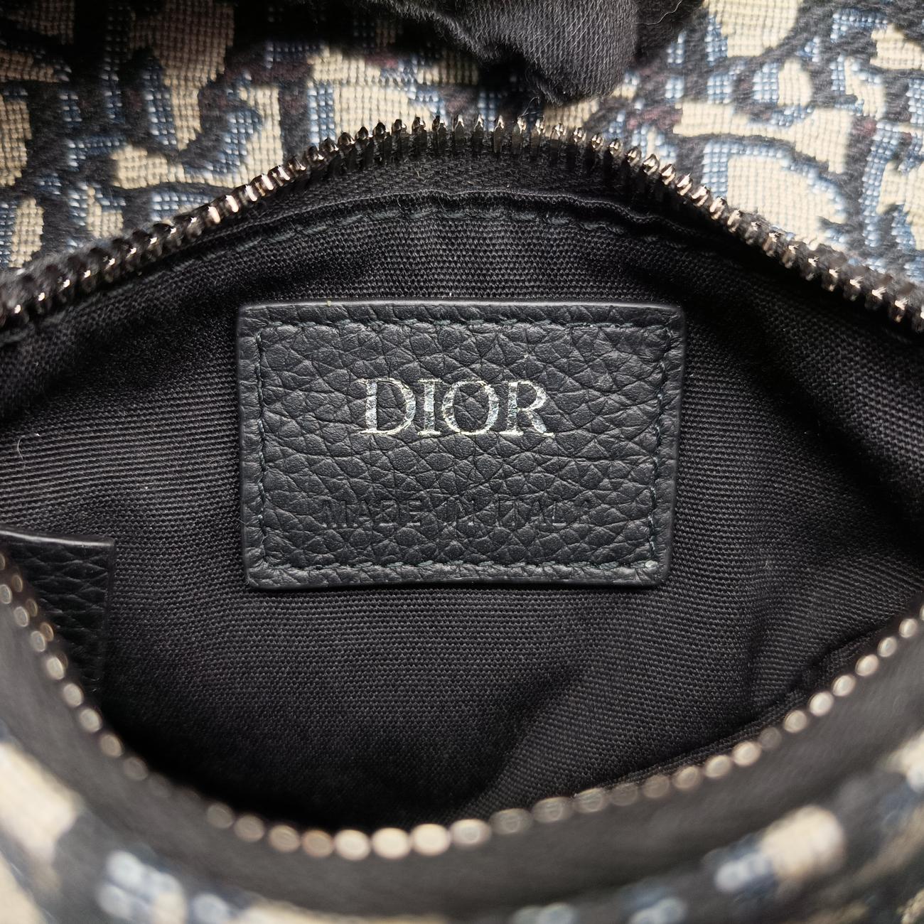 Pre-owned Christian Dior saddle Navy x Gray Jacquard  bum bag/waist bag | stylenewstar