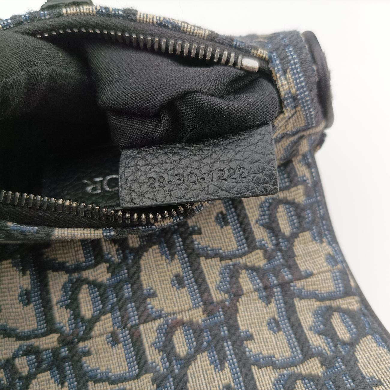 Pre-owned Christian Dior saddle Navy x Gray Jacquard  bum bag/waist bag | stylenewstar