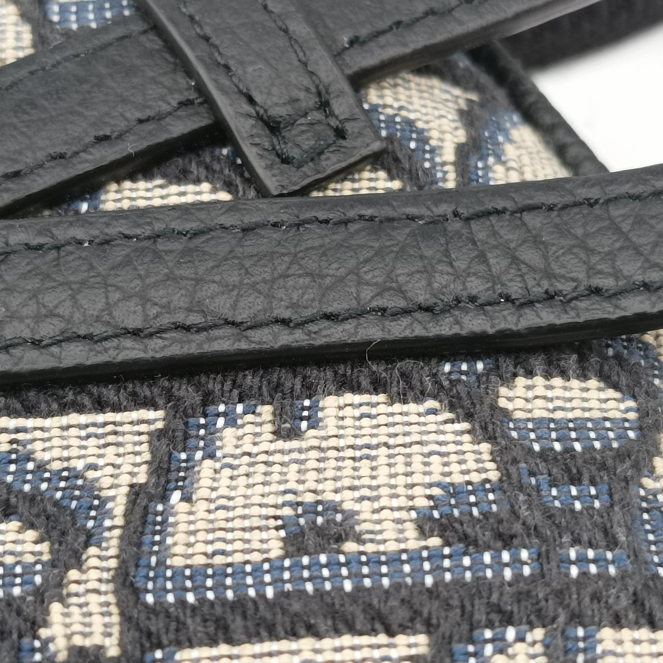 Pre-owned Christian Dior saddle Navy x Gray Jacquard  bum bag/waist bag | stylenewstar