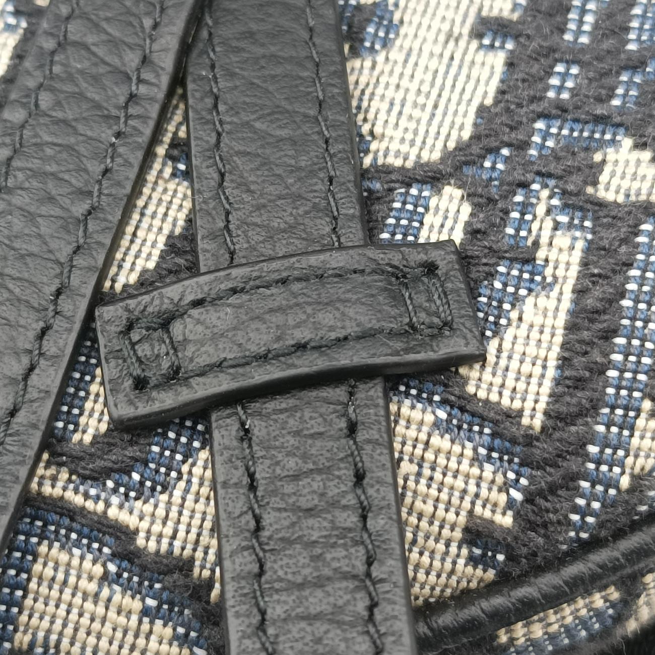 Pre-owned Christian Dior saddle Navy x Gray Jacquard  bum bag/waist bag | stylenewstar