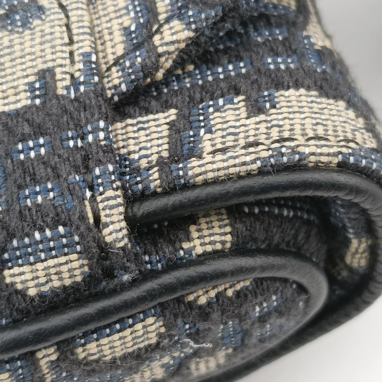 Pre-owned Christian Dior saddle Navy x Gray Jacquard  bum bag/waist bag | stylenewstar