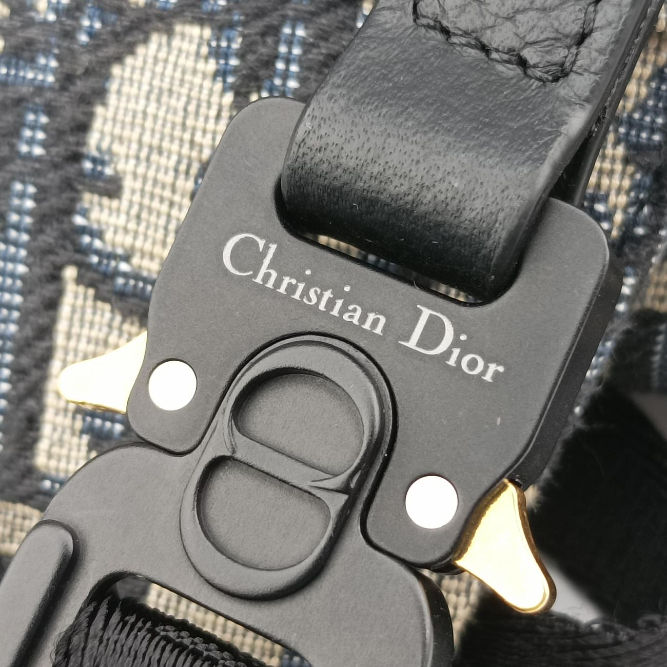 Pre-owned Christian Dior saddle Navy x Gray Jacquard  bum bag/waist bag | stylenewstar