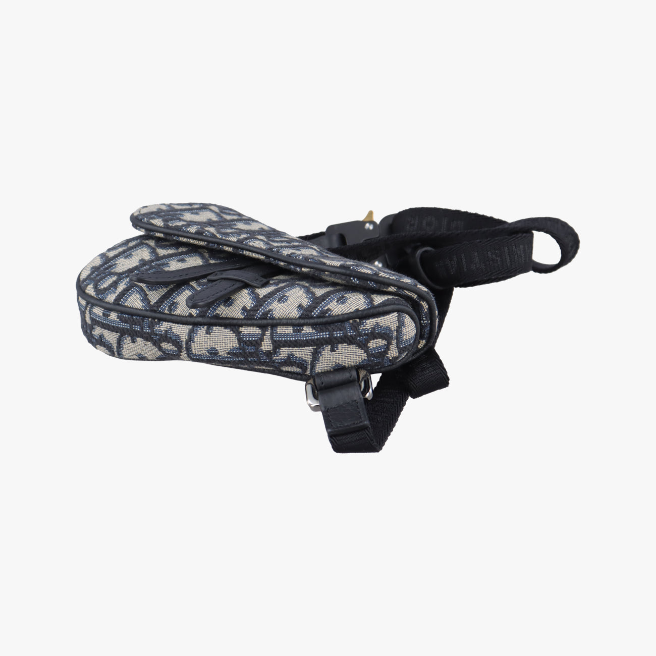 Pre-owned Christian Dior saddle Navy x Gray Jacquard  bum bag/waist bag | stylenewstar