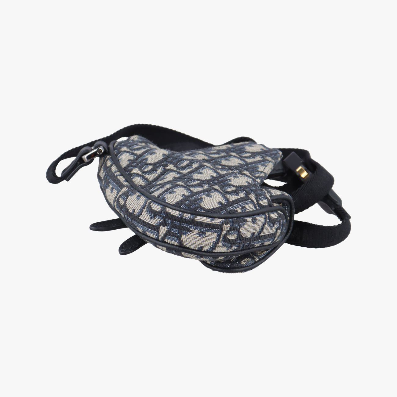 Pre-owned Christian Dior saddle Navy x Gray Jacquard  bum bag/waist bag | stylenewstar